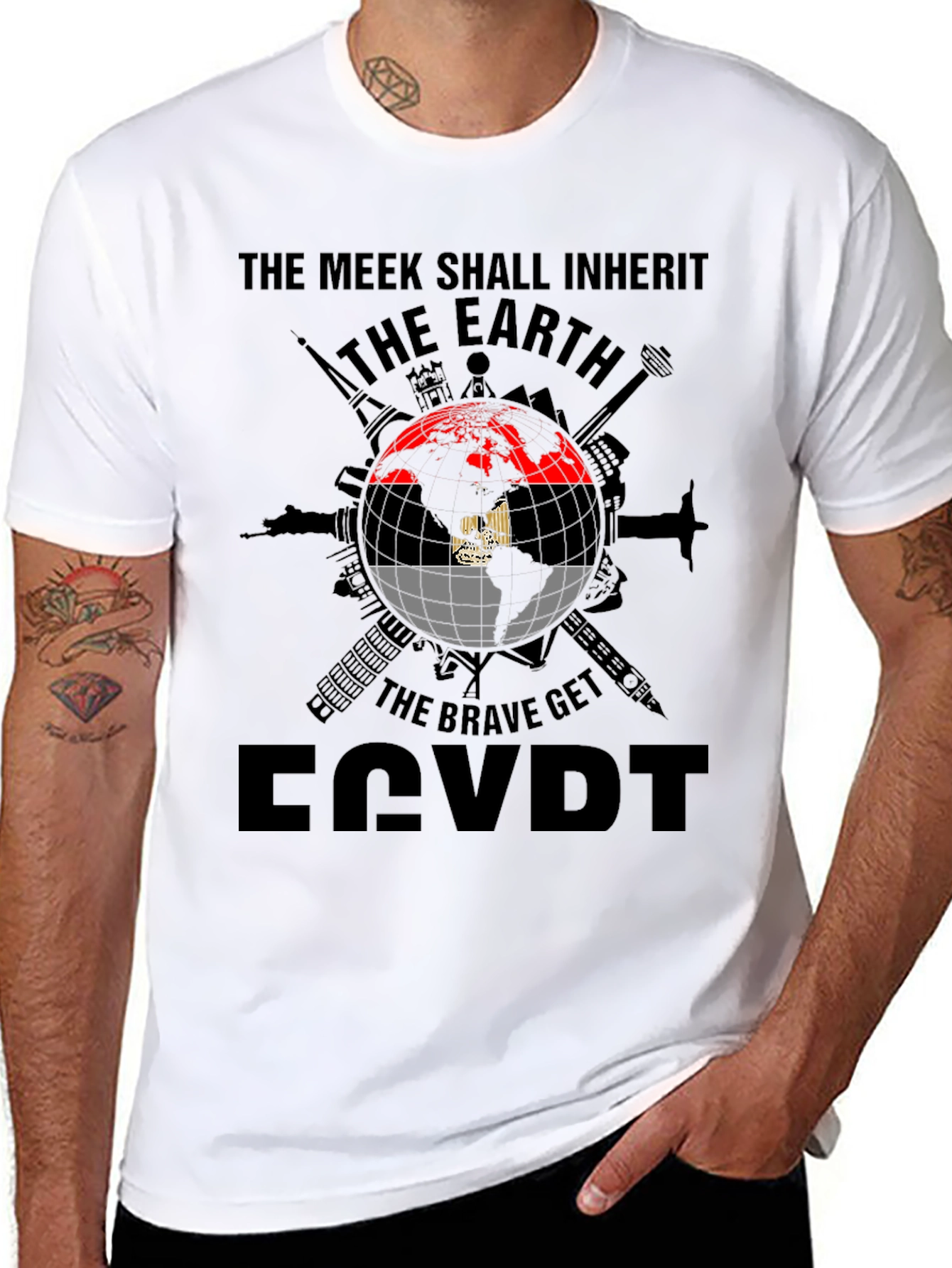 Egypt Flag Earth T-Shirt - Meek Inherit Brave Get