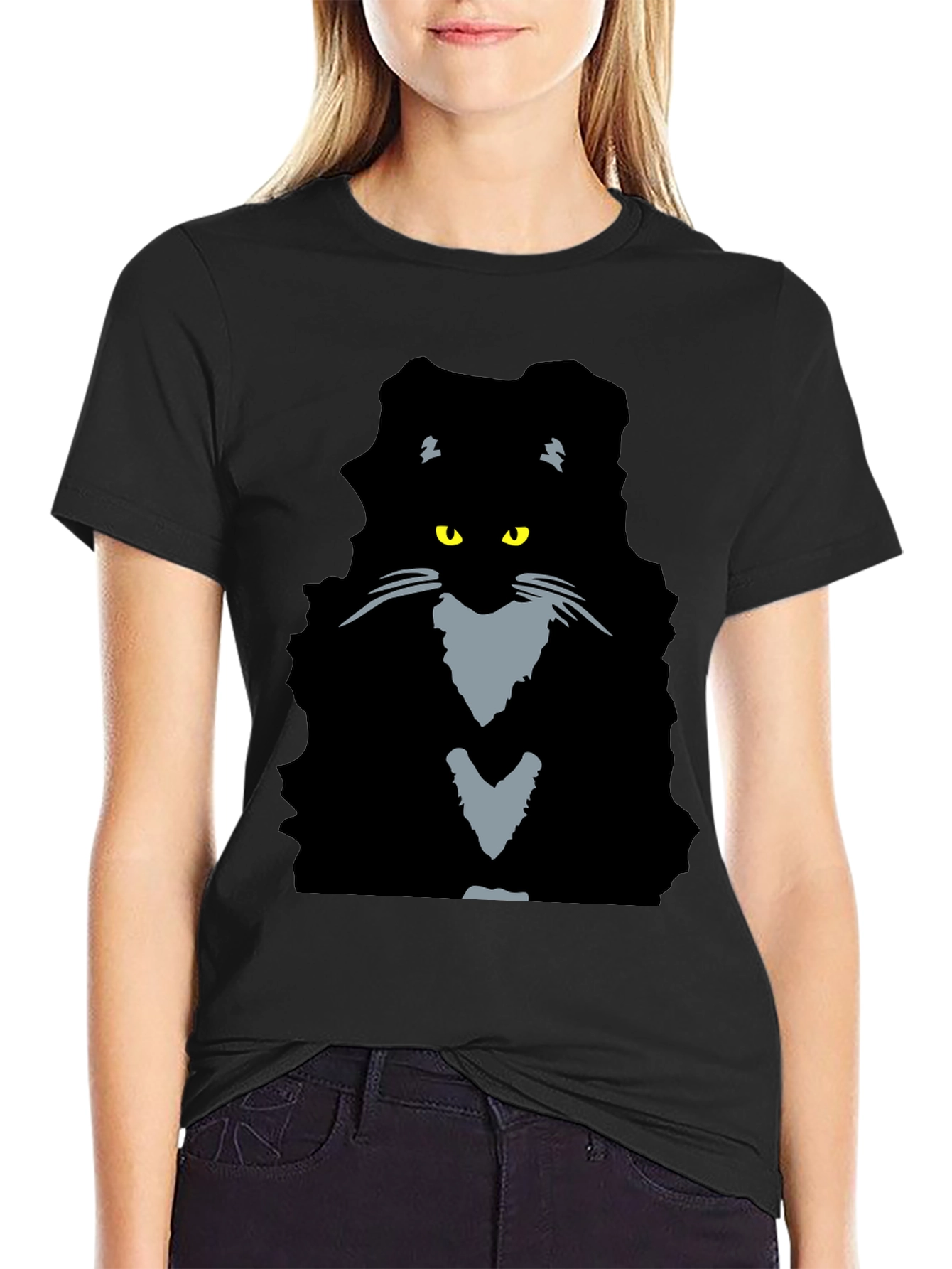 Black Cat Graphic Tee - Mens Casual T-Shirt