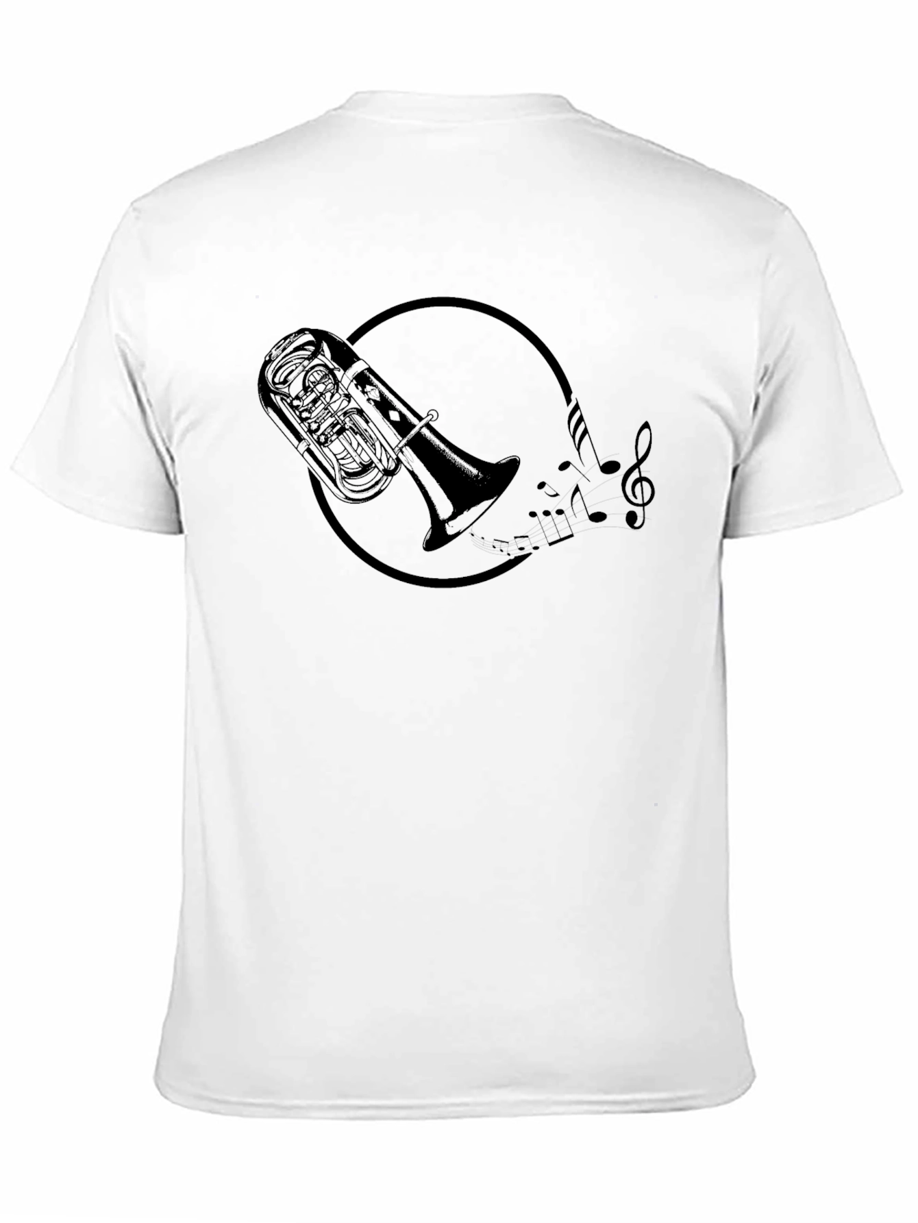 Tuba Music Notes Graphic Black T-Shirt