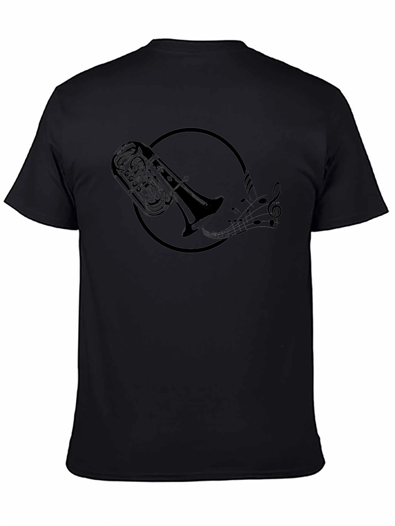 Tuba Music Notes Graphic Black T-Shirt