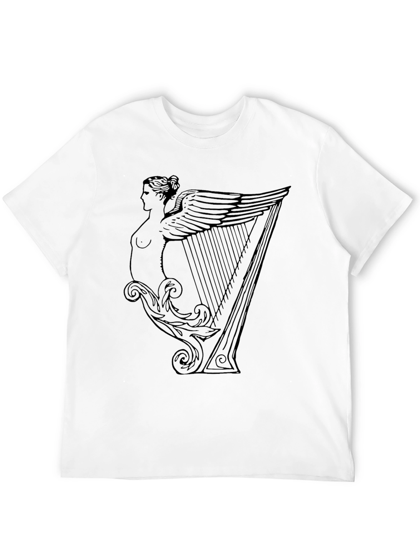 Unique Harp Graphic Black T-Shirt