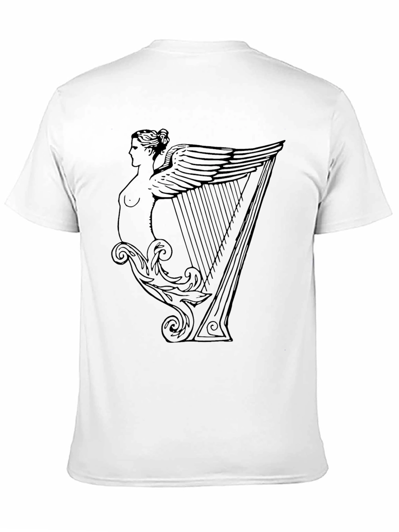 Unique Harp Graphic Black T-Shirt
