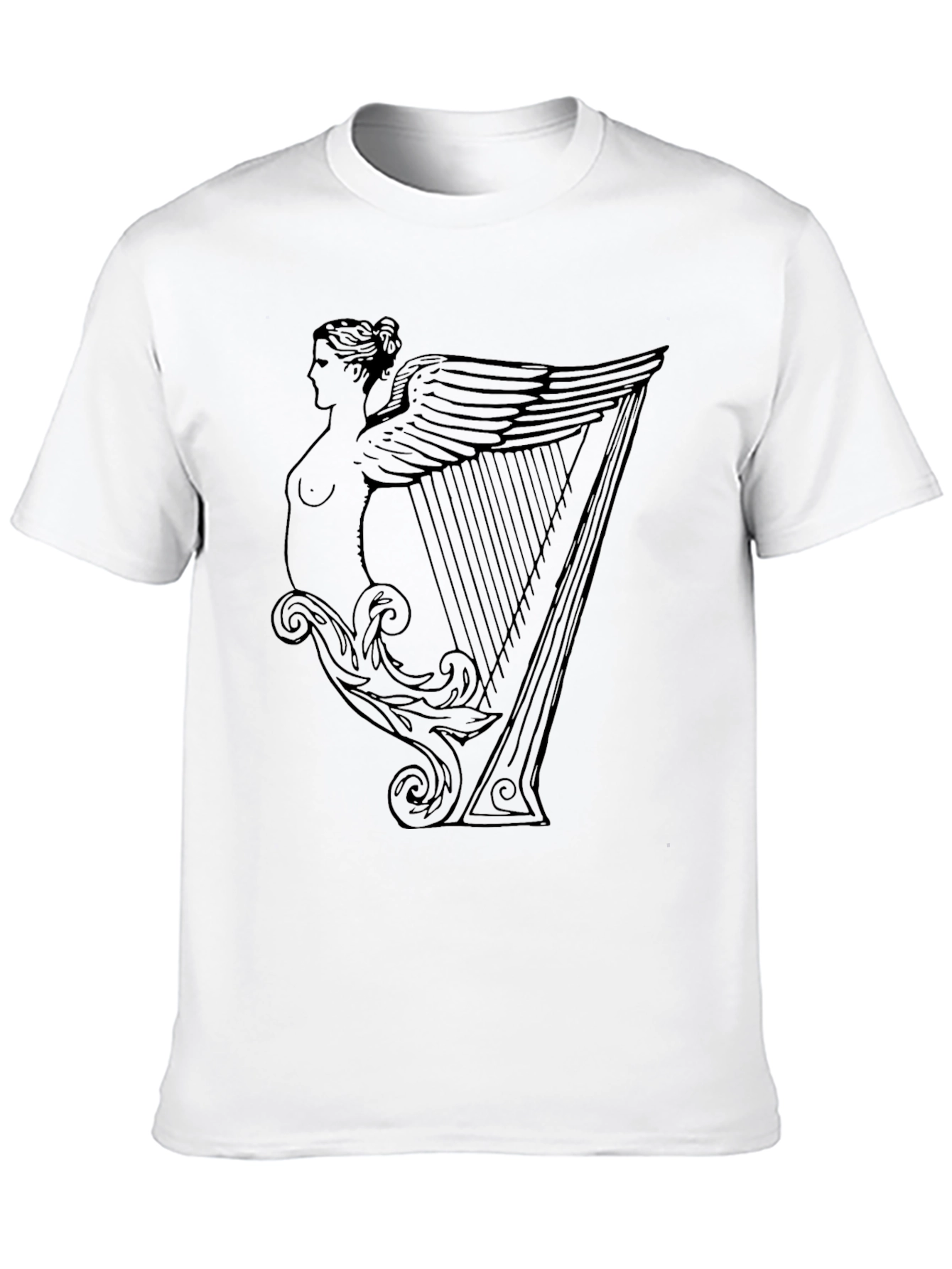 Unique Harp Graphic Black T-Shirt