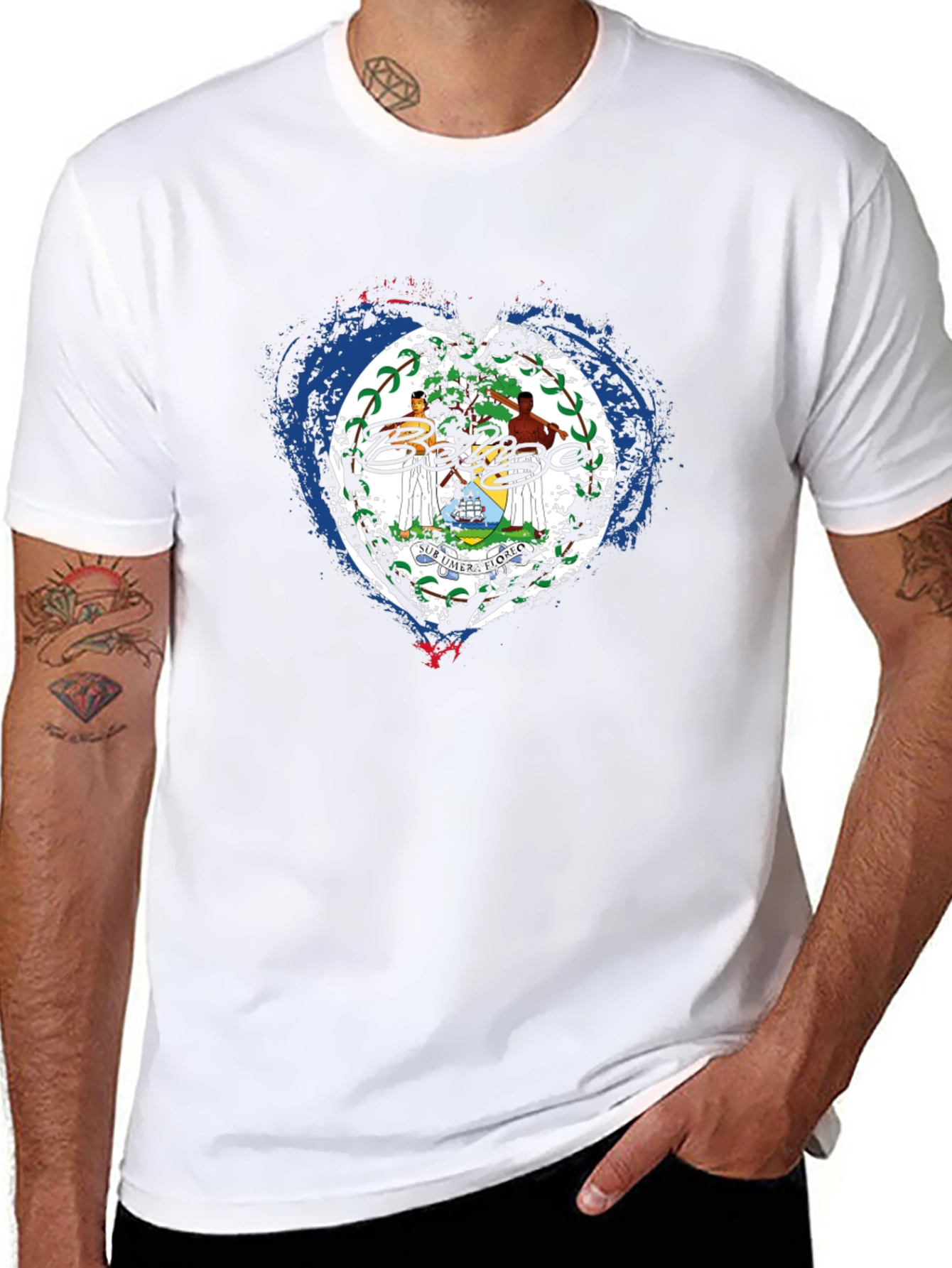 Belize Heart Flag T-Shirt Black