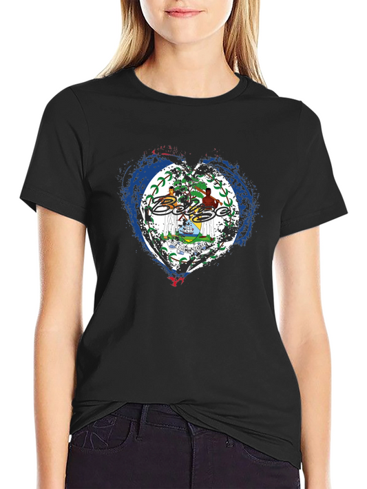 Belize Heart Flag T-Shirt Black