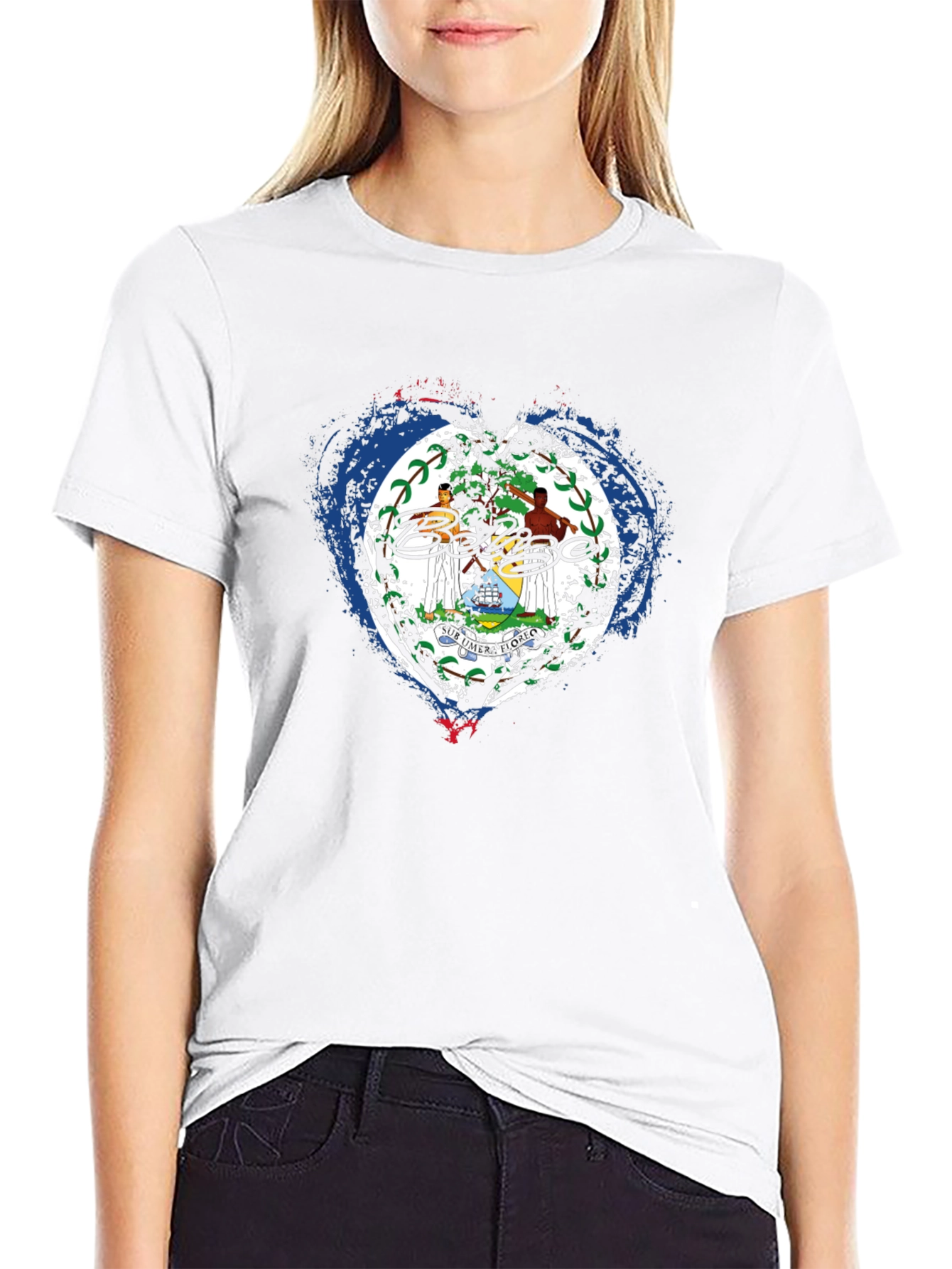 Belize Heart Flag T-Shirt Black