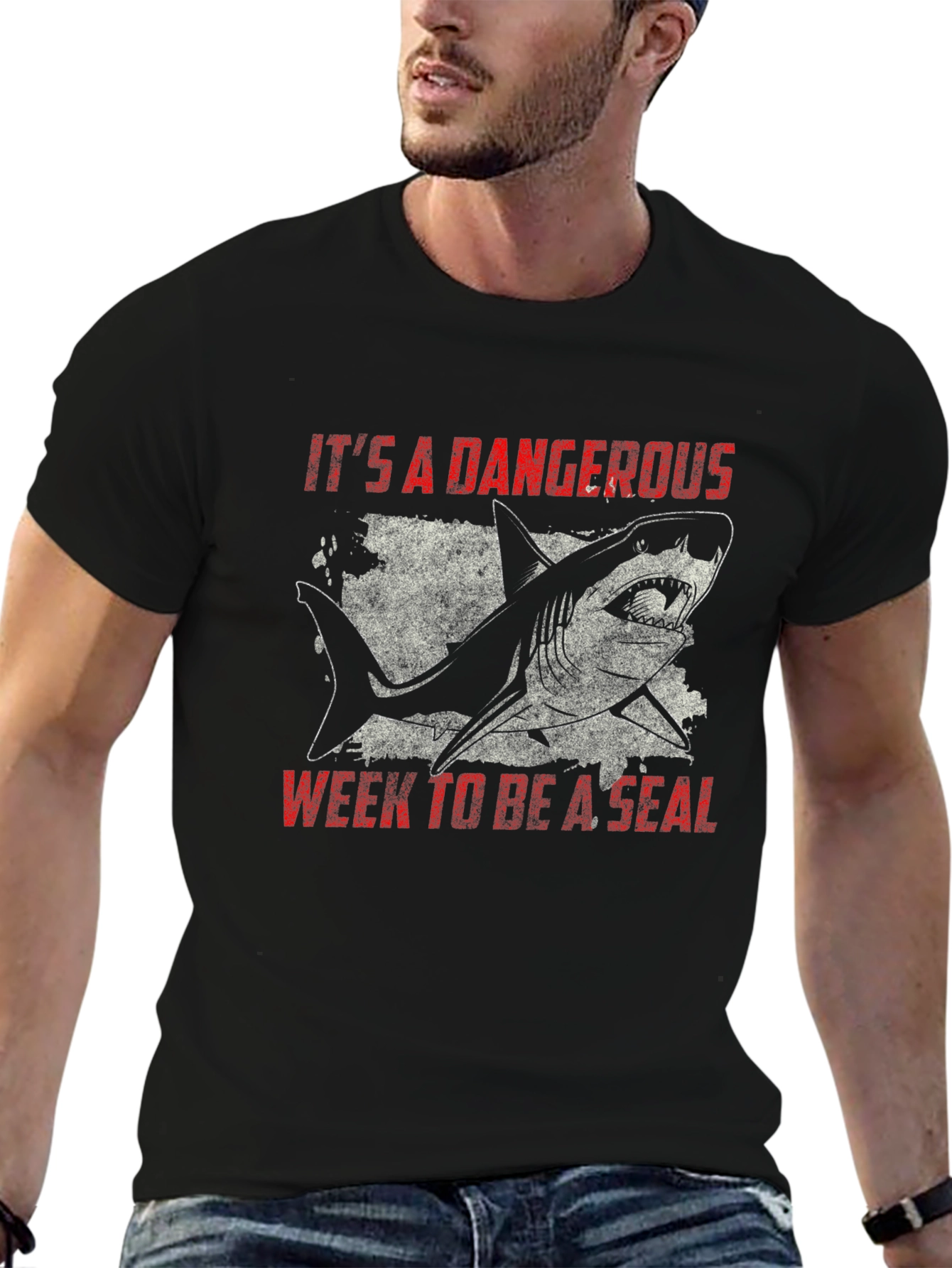 Dangerous Week Shark Tee - Mens Black Graphic T-Shirt