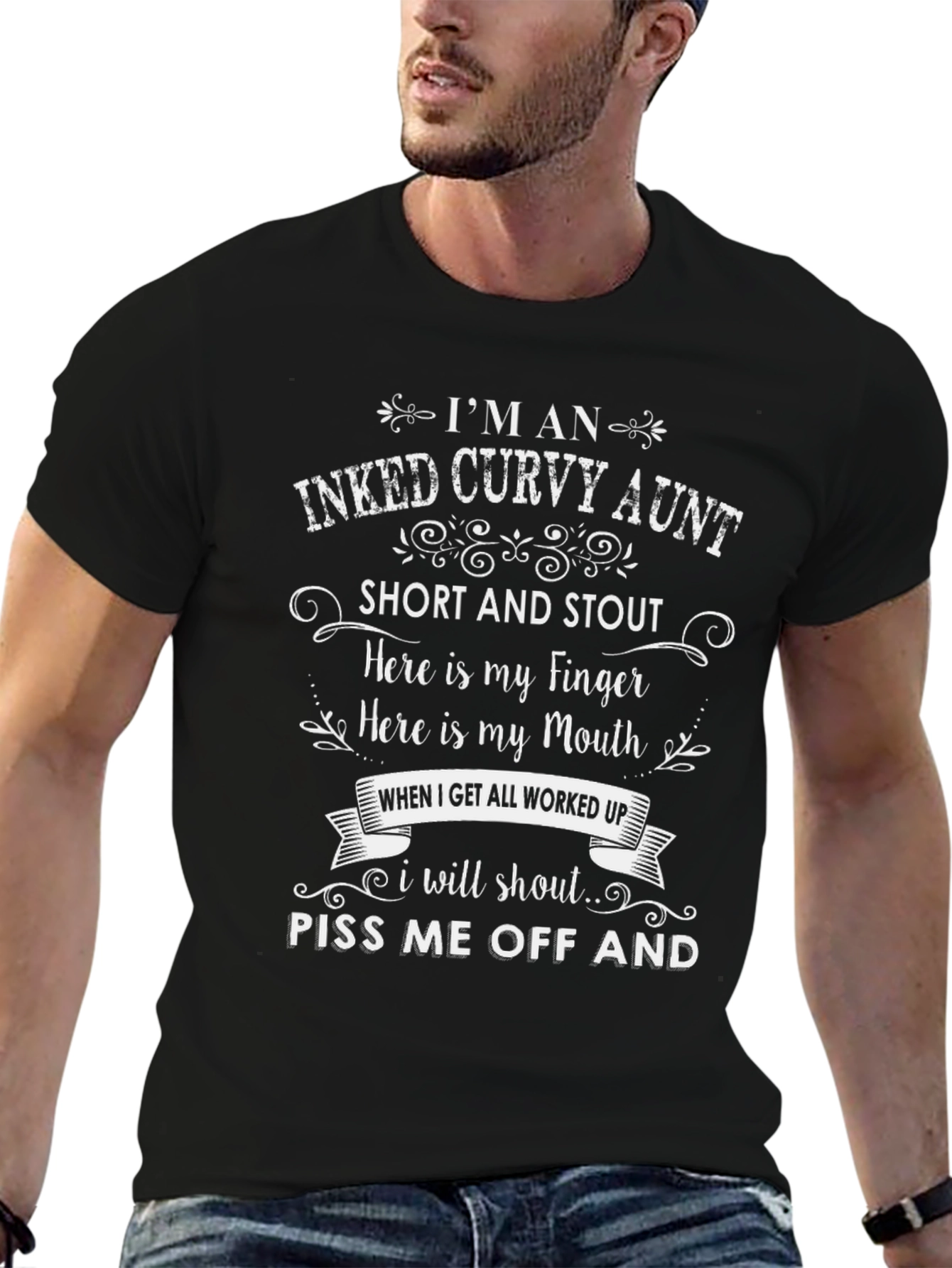 Inked Curvy Aunt Graphic T-Shirt