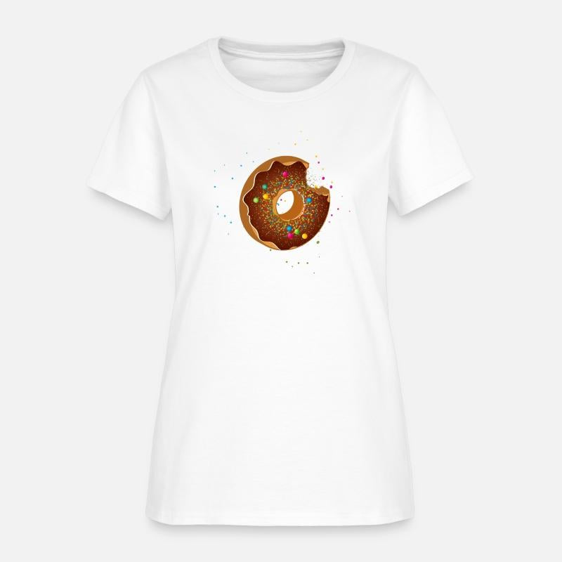 bitten chocolate donut with colorful sprinkles