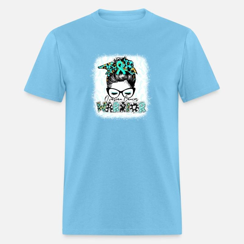 Bleached Ovarian Cancer Warrior Messy Bun Ovarian
