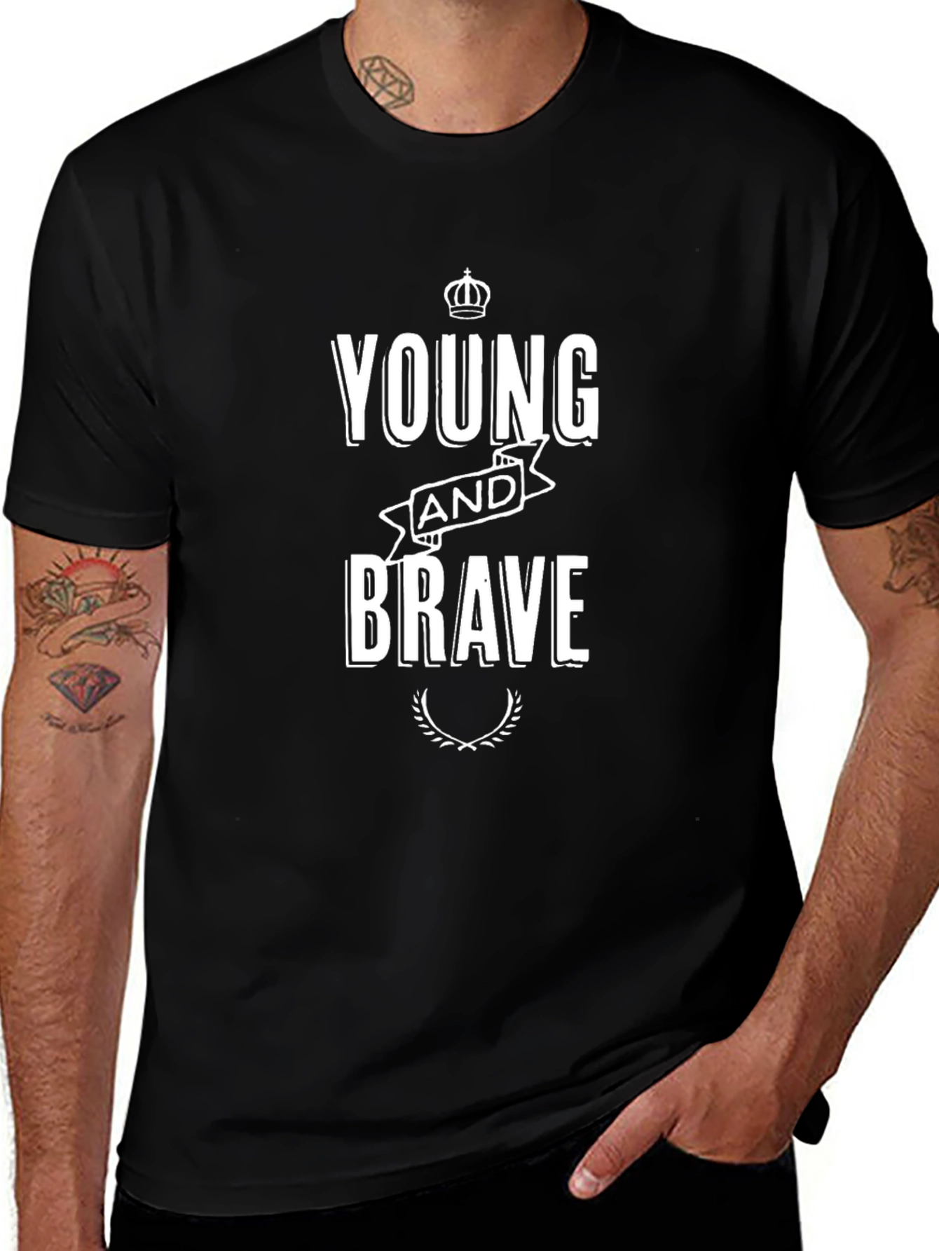 Young and Brave Black Graphic T-Shirt