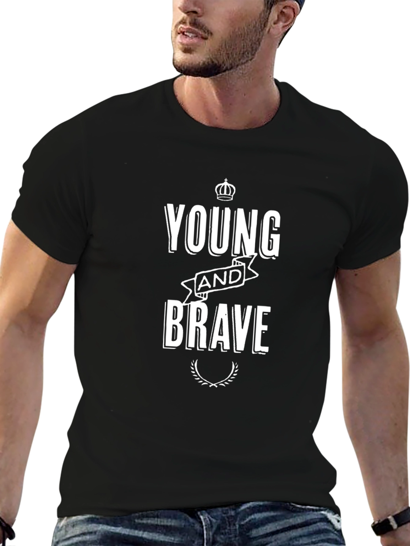 Young and Brave Black Graphic T-Shirt