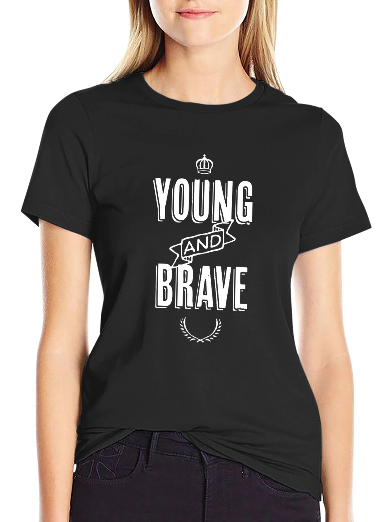 Young and Brave Black Graphic T-Shirt