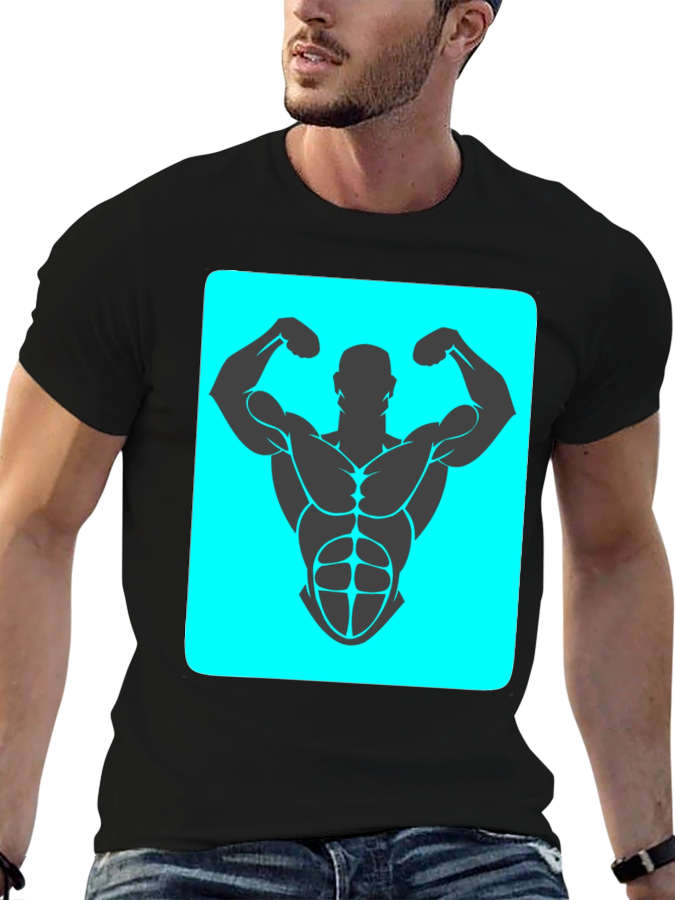 Muscle Man Graphic Tee - Bodybuilding Design