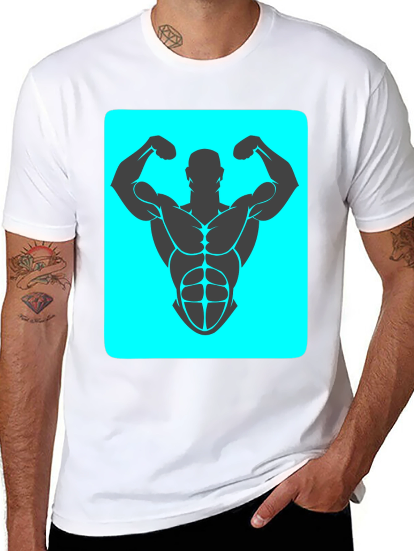 Muscle Man Graphic Tee - Bodybuilding Design