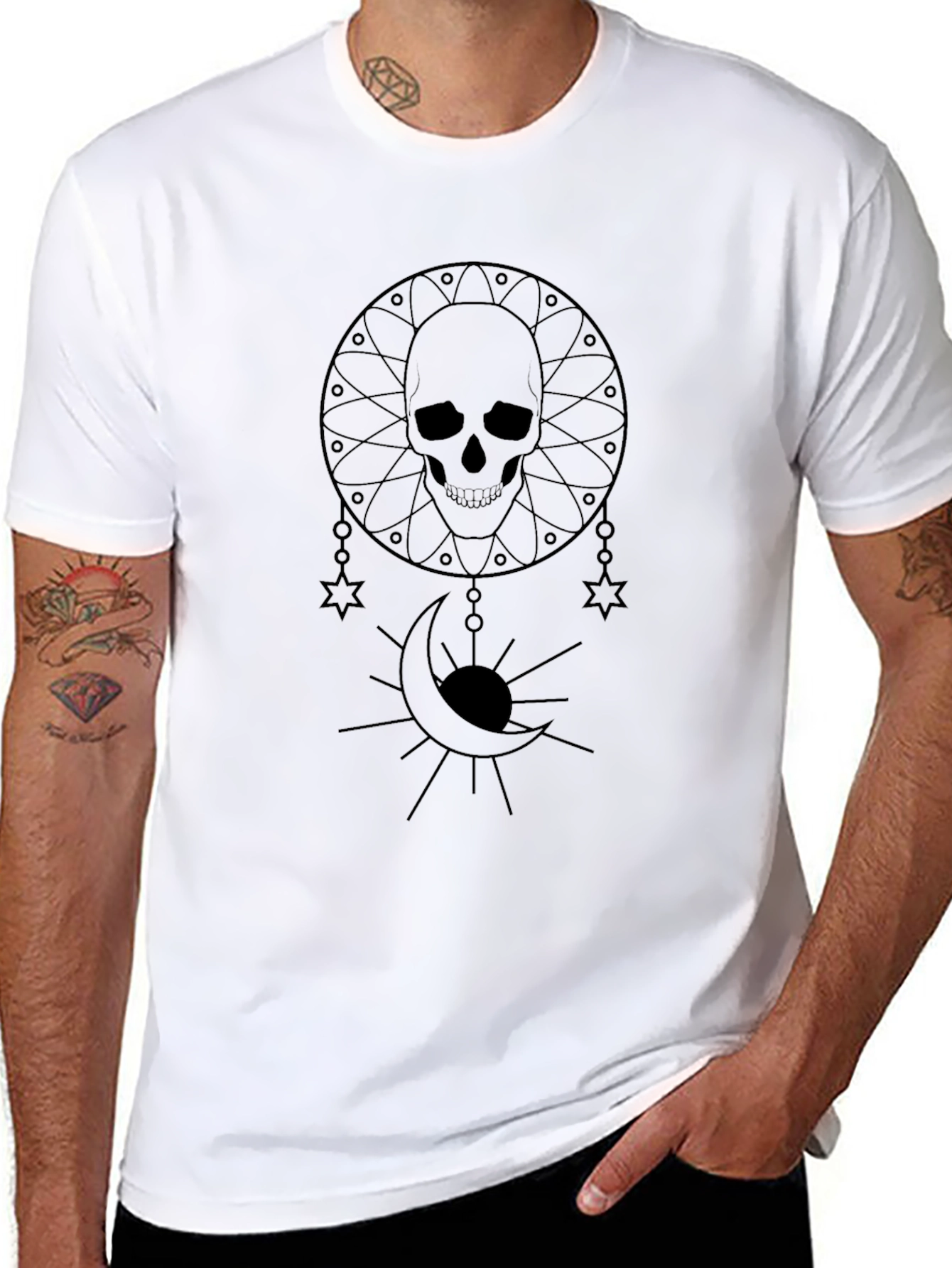 Skull & Moon Graphic Black T-Shirt