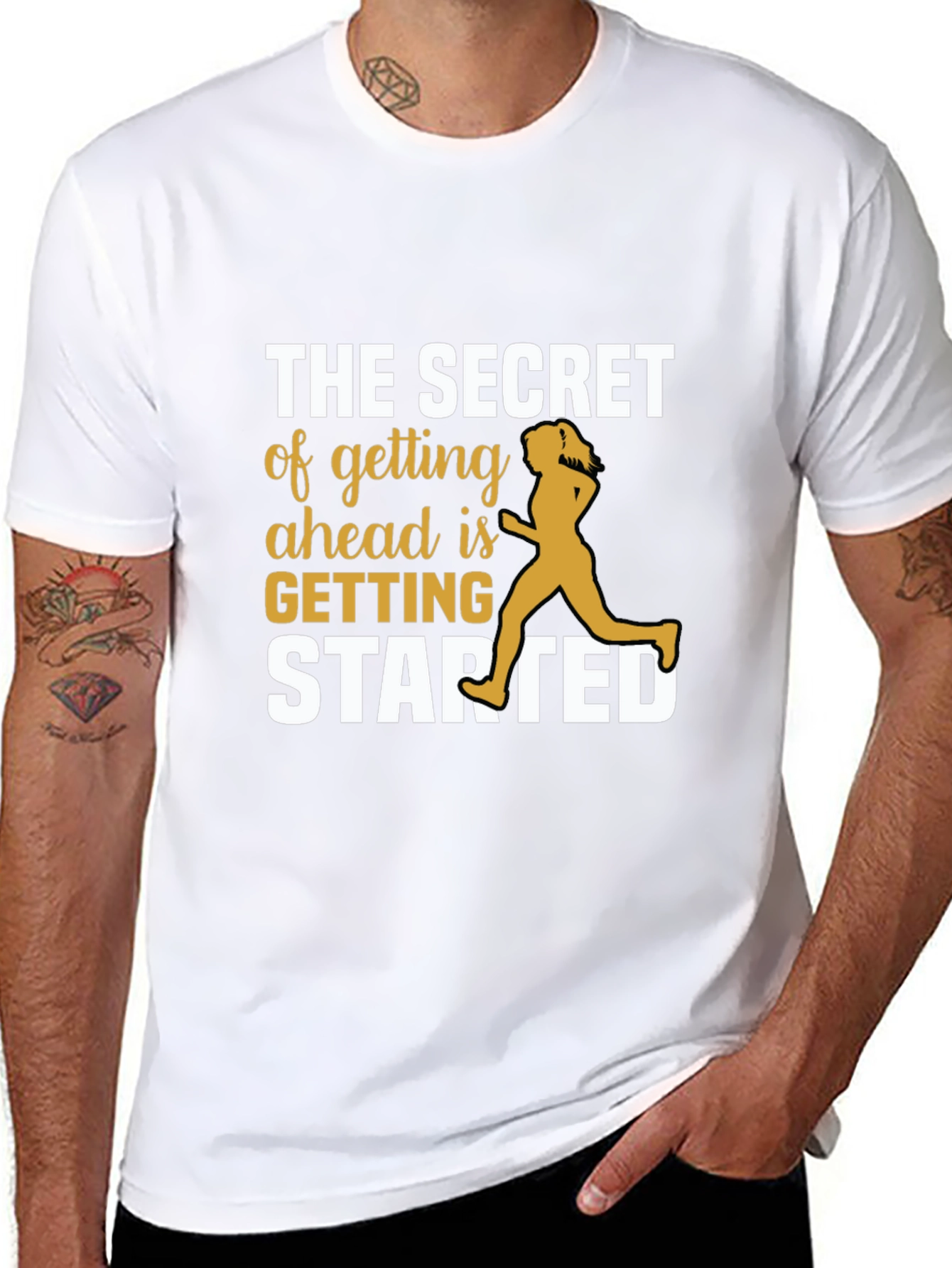 Motivational Running T-Shirt - Secret to Getting Ahead