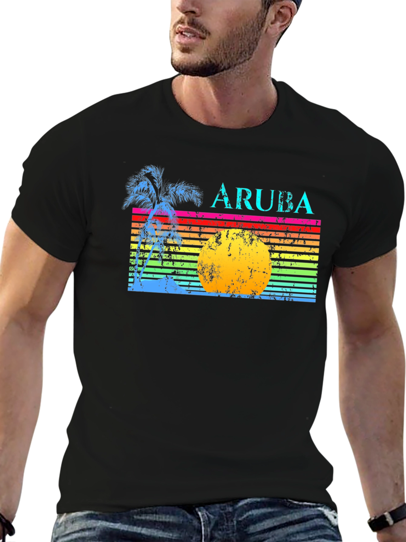 Retro Aruba Graphic Tee - Tropical Vacation Shirt
