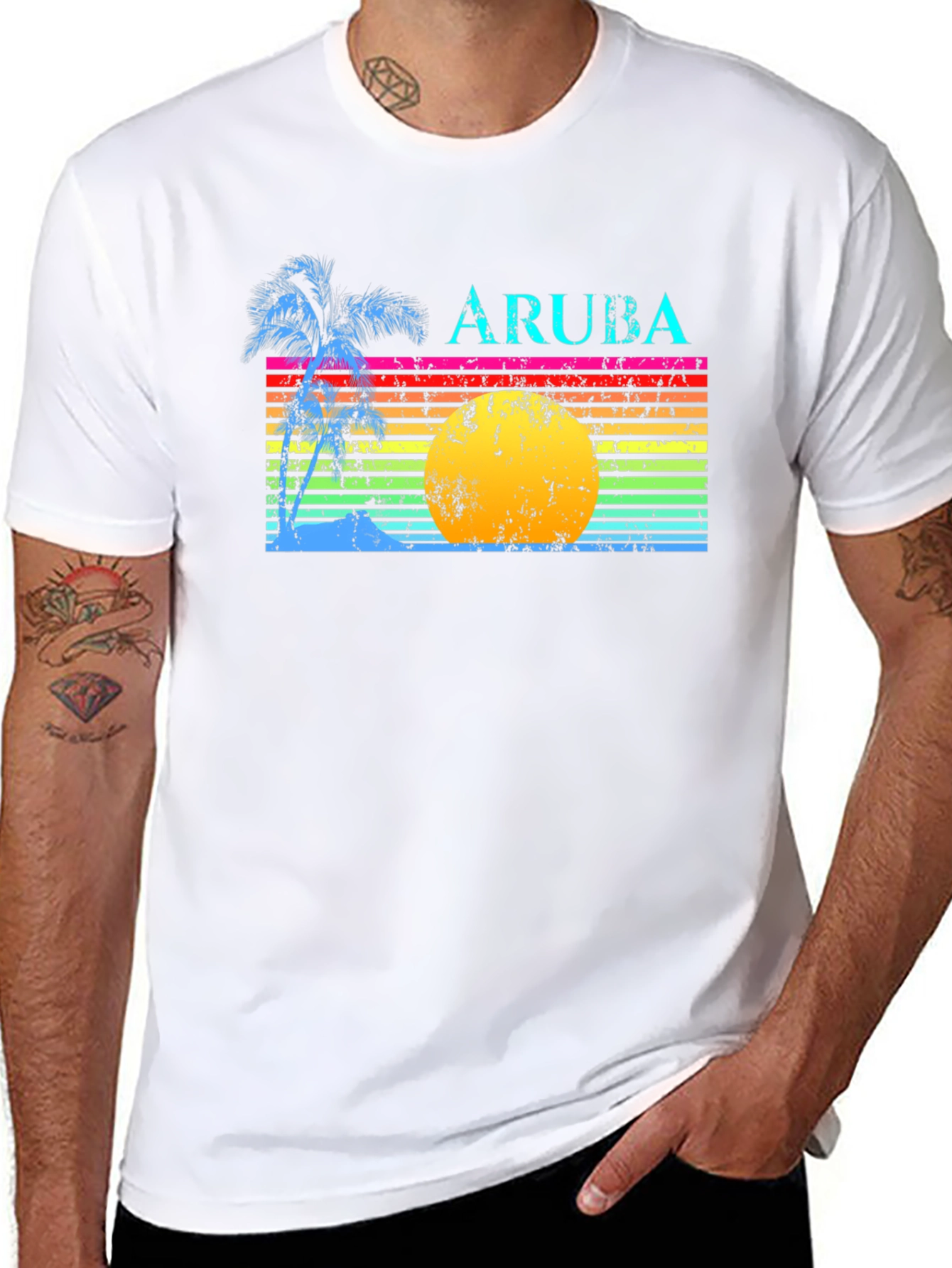 Retro Aruba Graphic Tee - Tropical Vacation Shirt