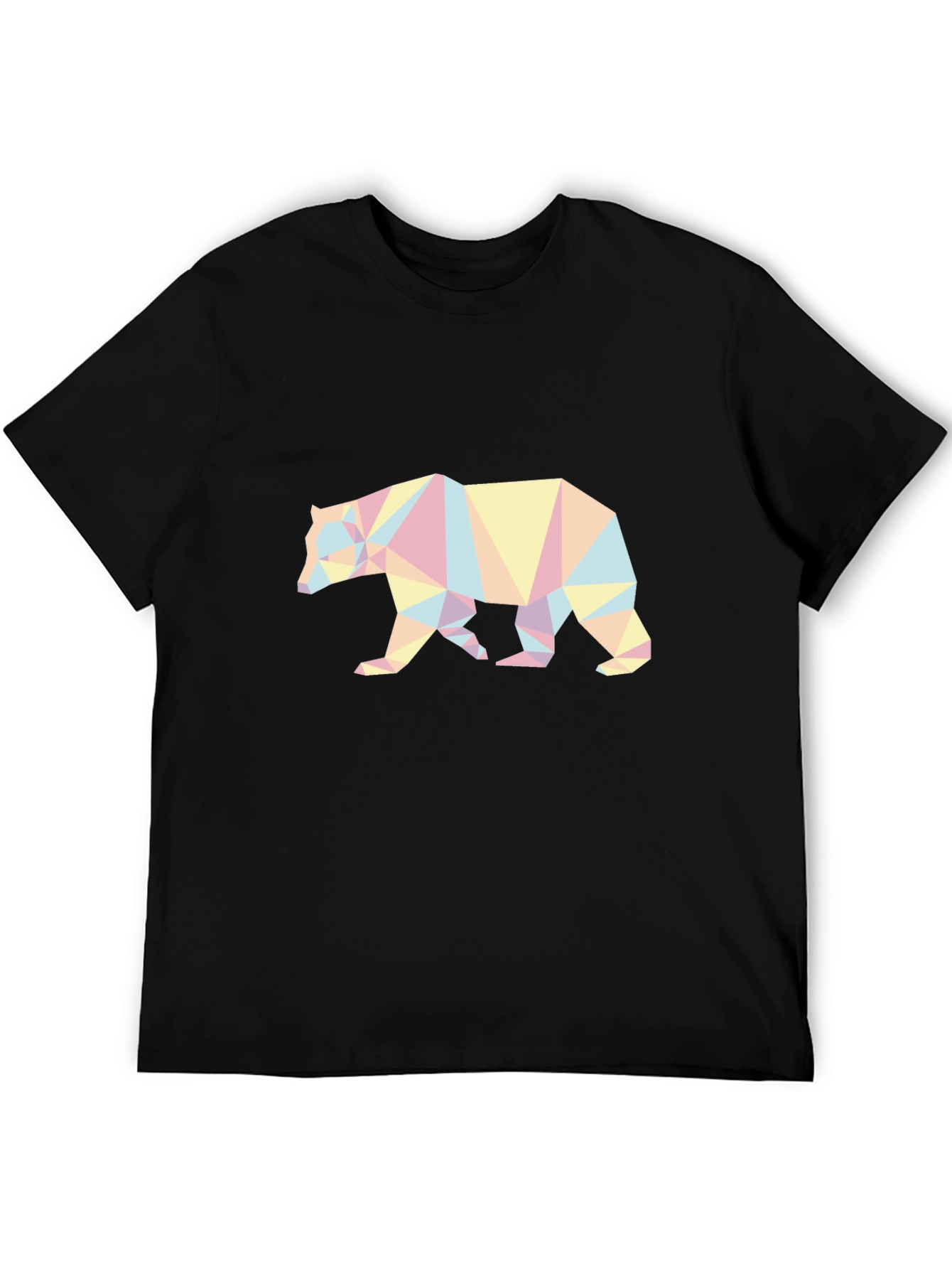 Geometric Bear Graphic Tee - Black
