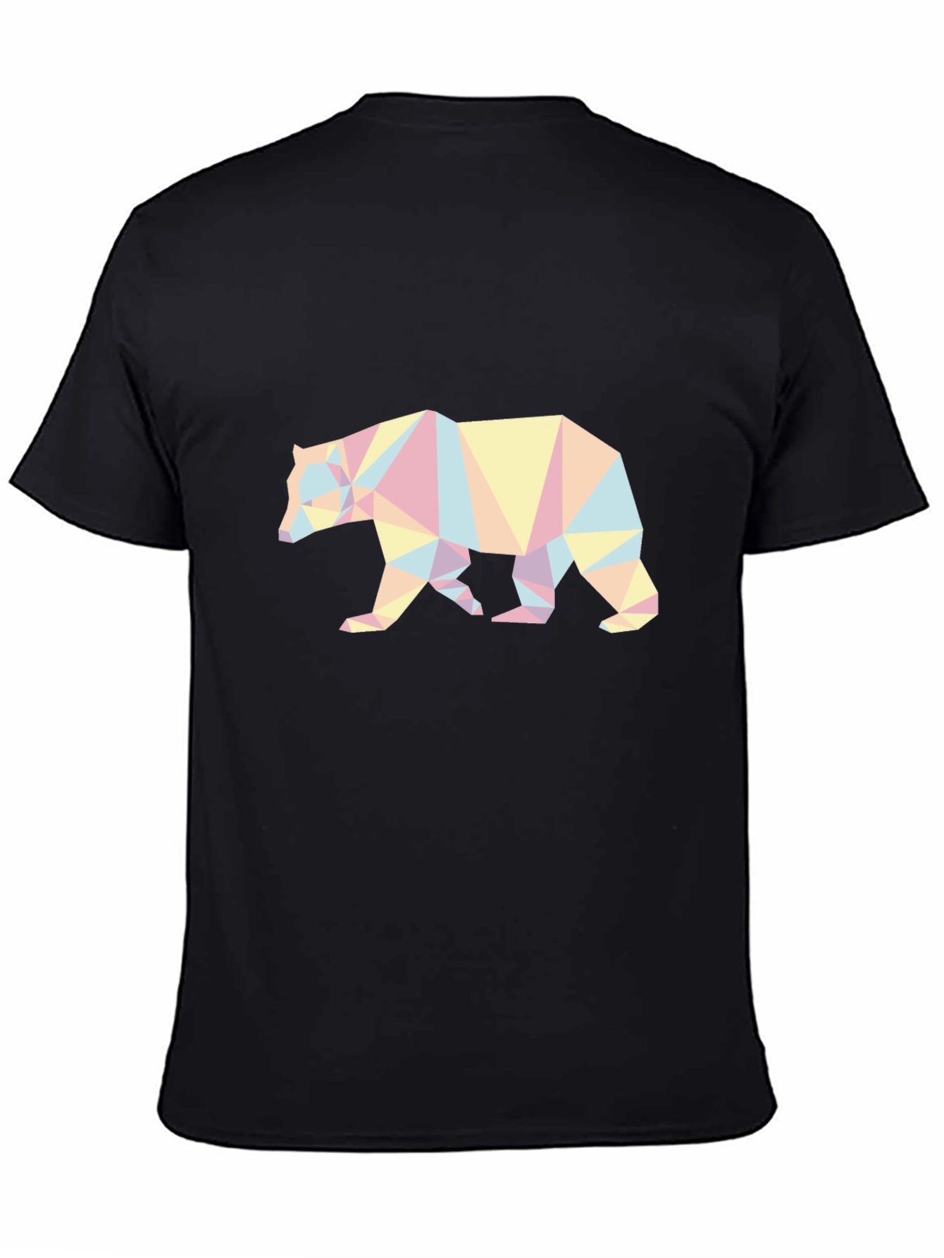 Geometric Bear Graphic Tee - Black