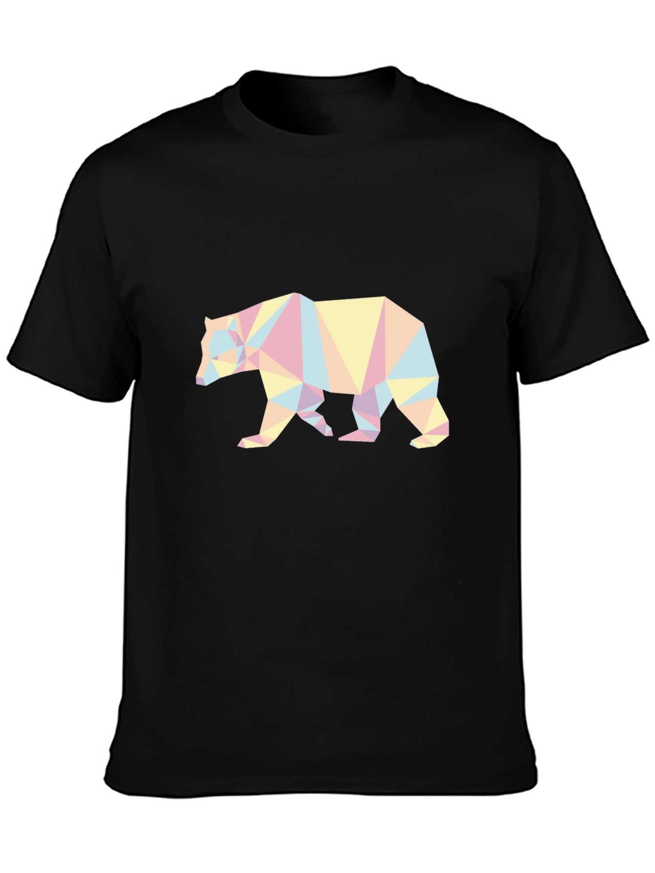 Geometric Bear Graphic Tee - Black