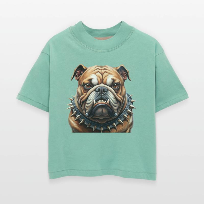 Bulldog with a menacing spike collar.