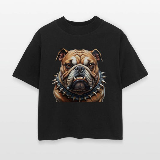 Bulldog with a menacing spike collar.