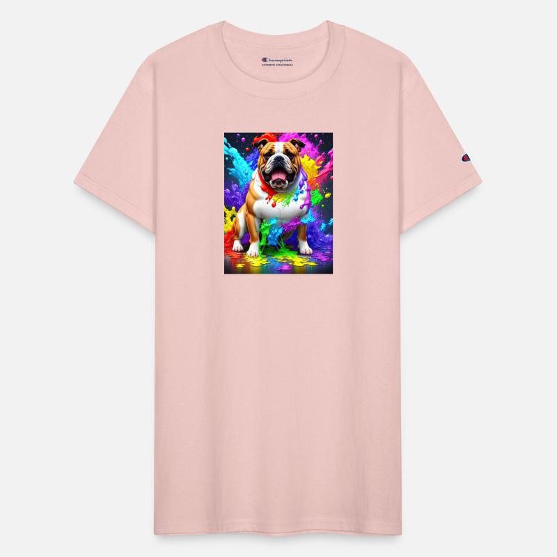 Bulldog with rainbow splashes of colors