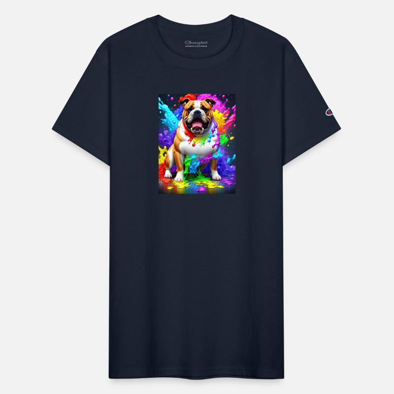 Bulldog with rainbow splashes of colors