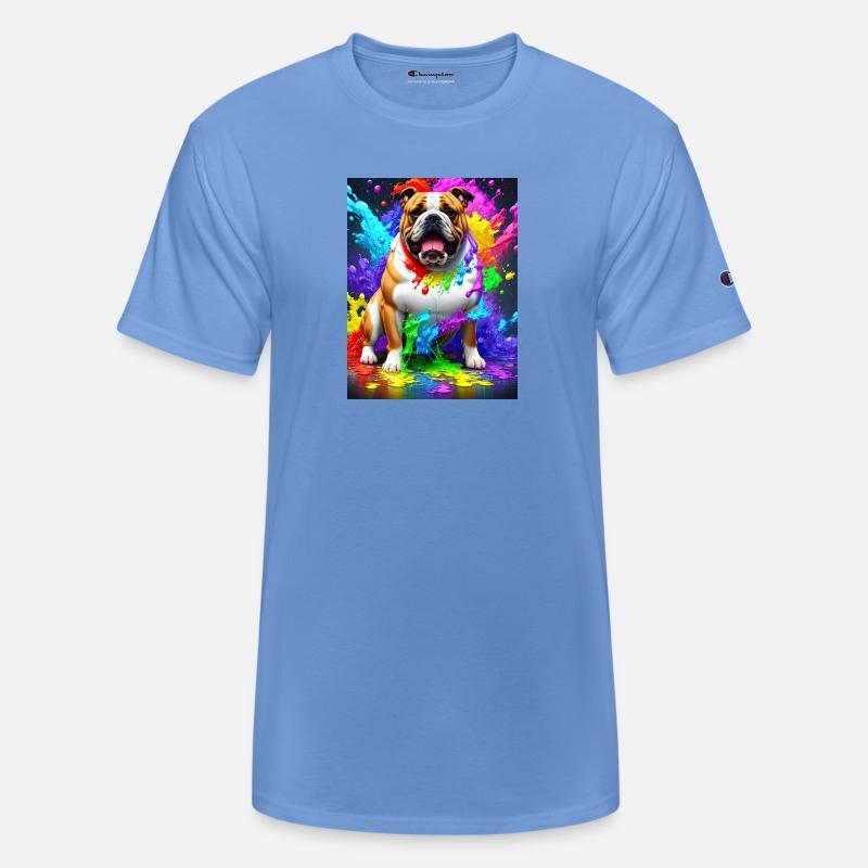 Bulldog with rainbow splashes of colors