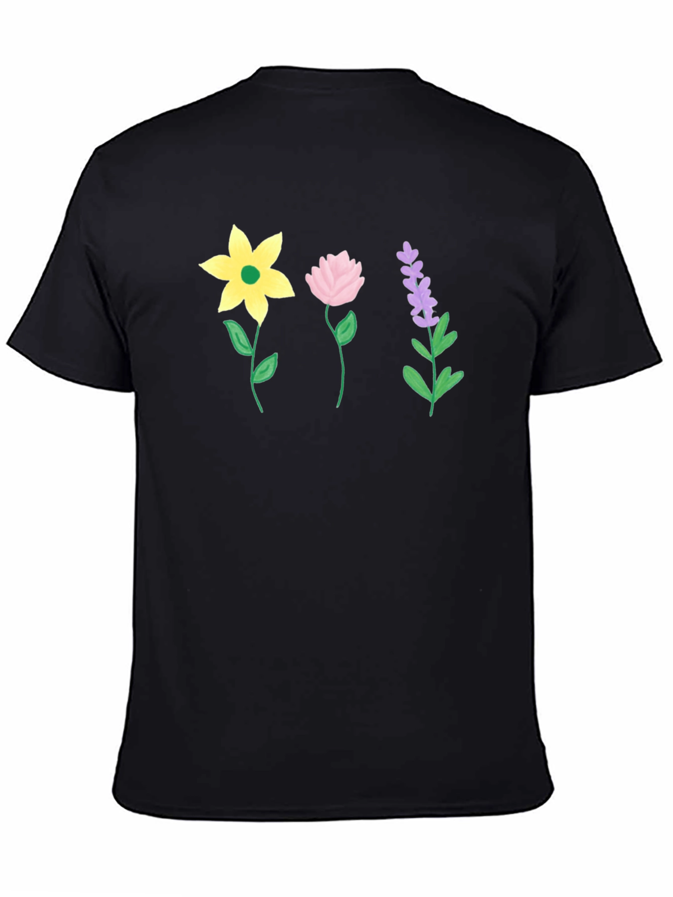Floral Print Black T-Shirt - Stylish Casual Wear
