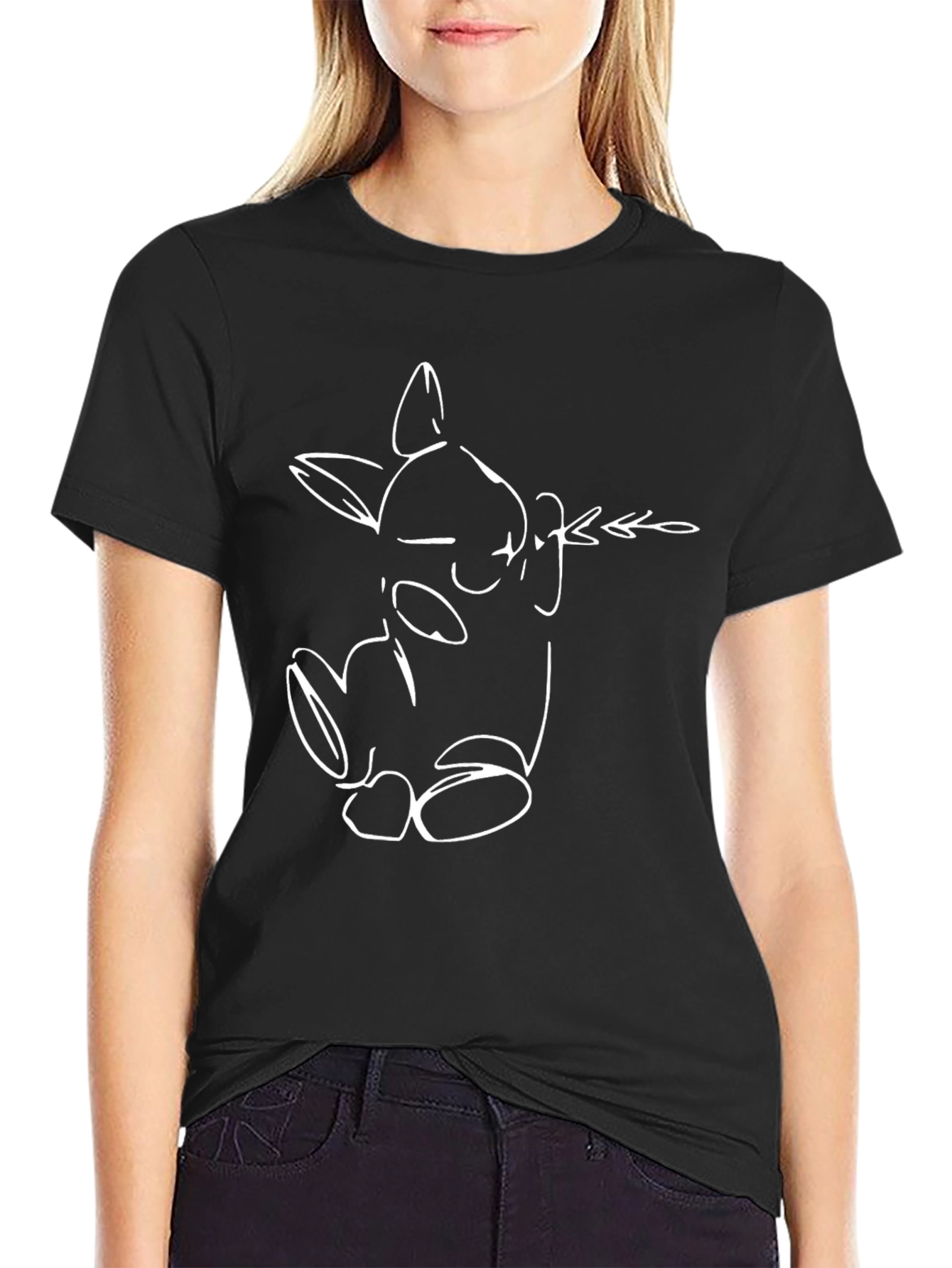 Bunny Sketch Graphic T-Shirt - Black