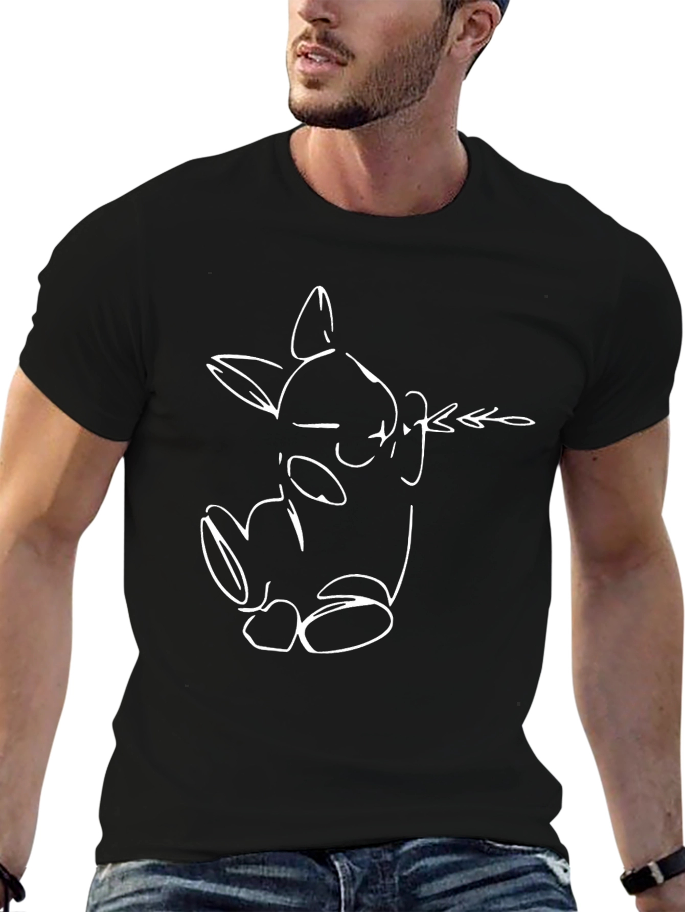 Bunny Sketch Graphic T-Shirt - Black