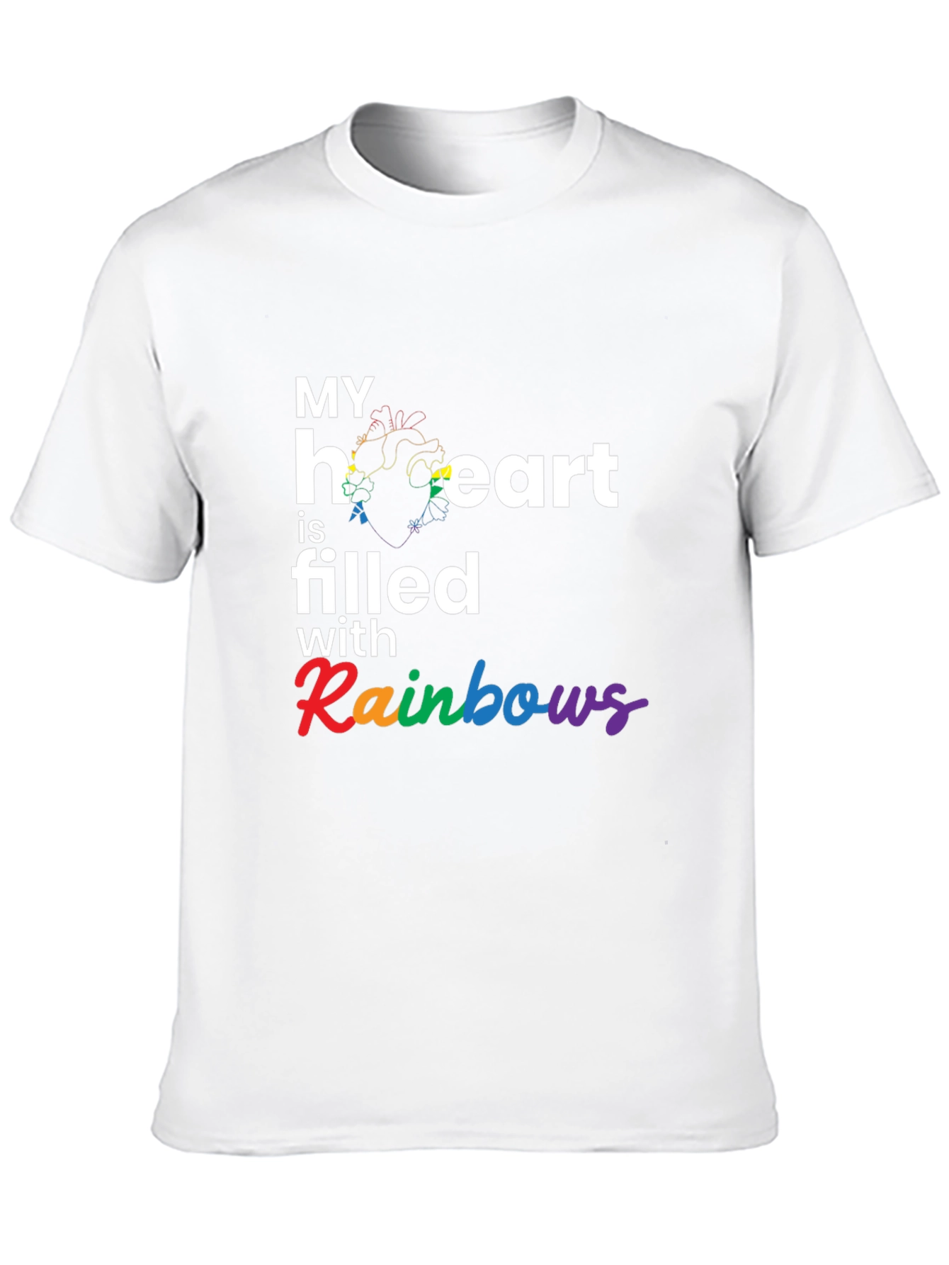 Rainbow Heart Filled T-Shirt