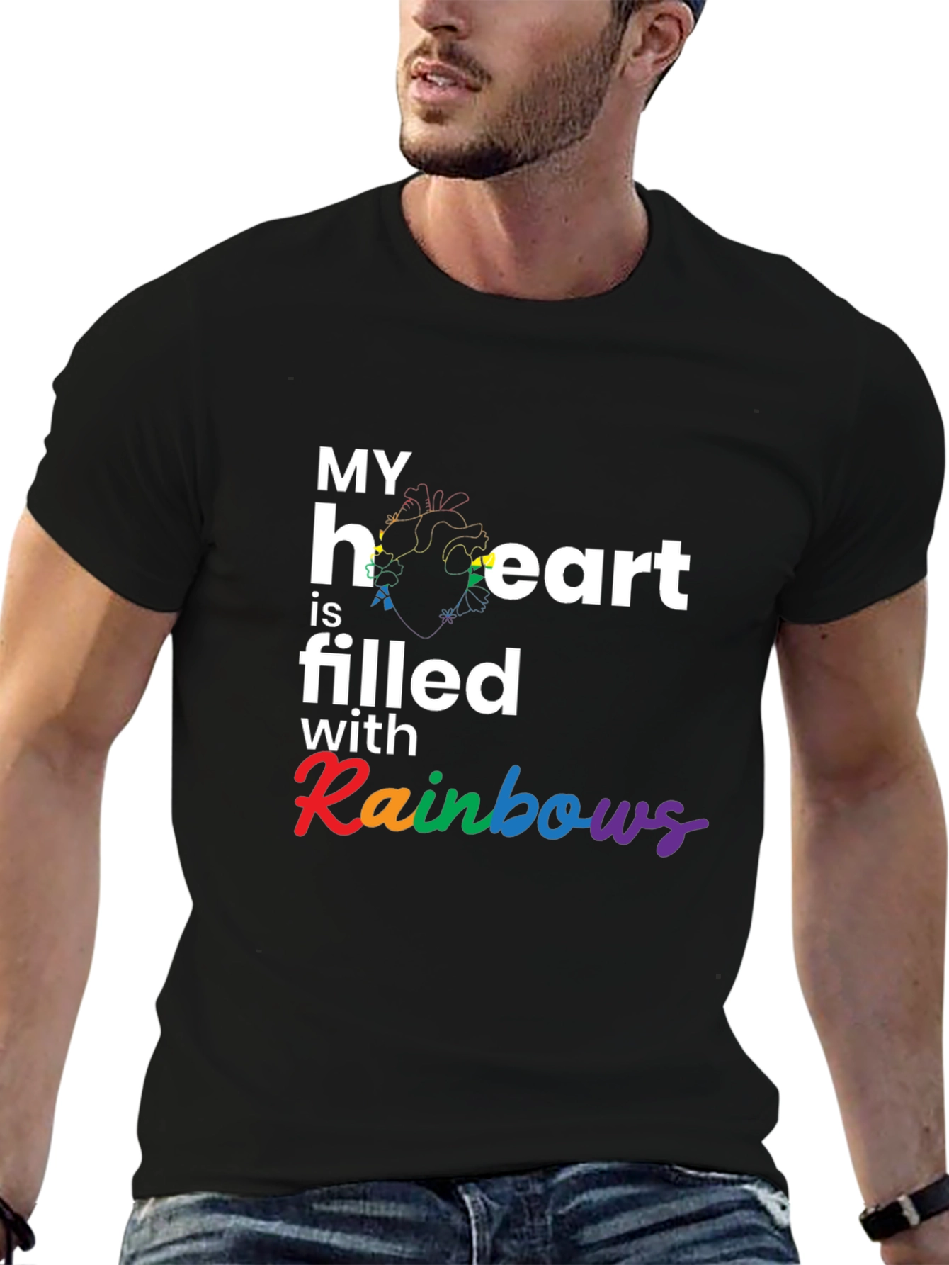 Rainbow Heart Filled T-Shirt