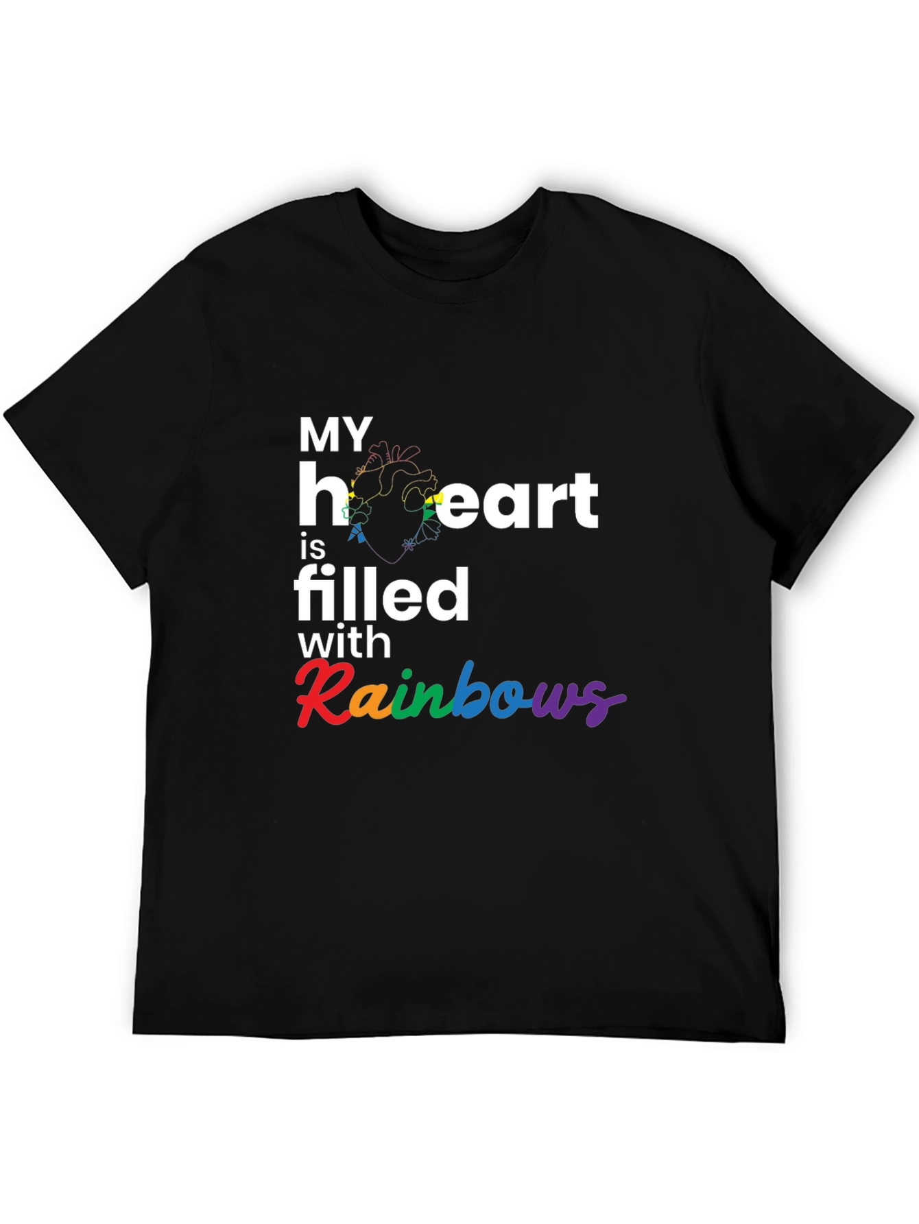 Rainbow Heart Filled T-Shirt
