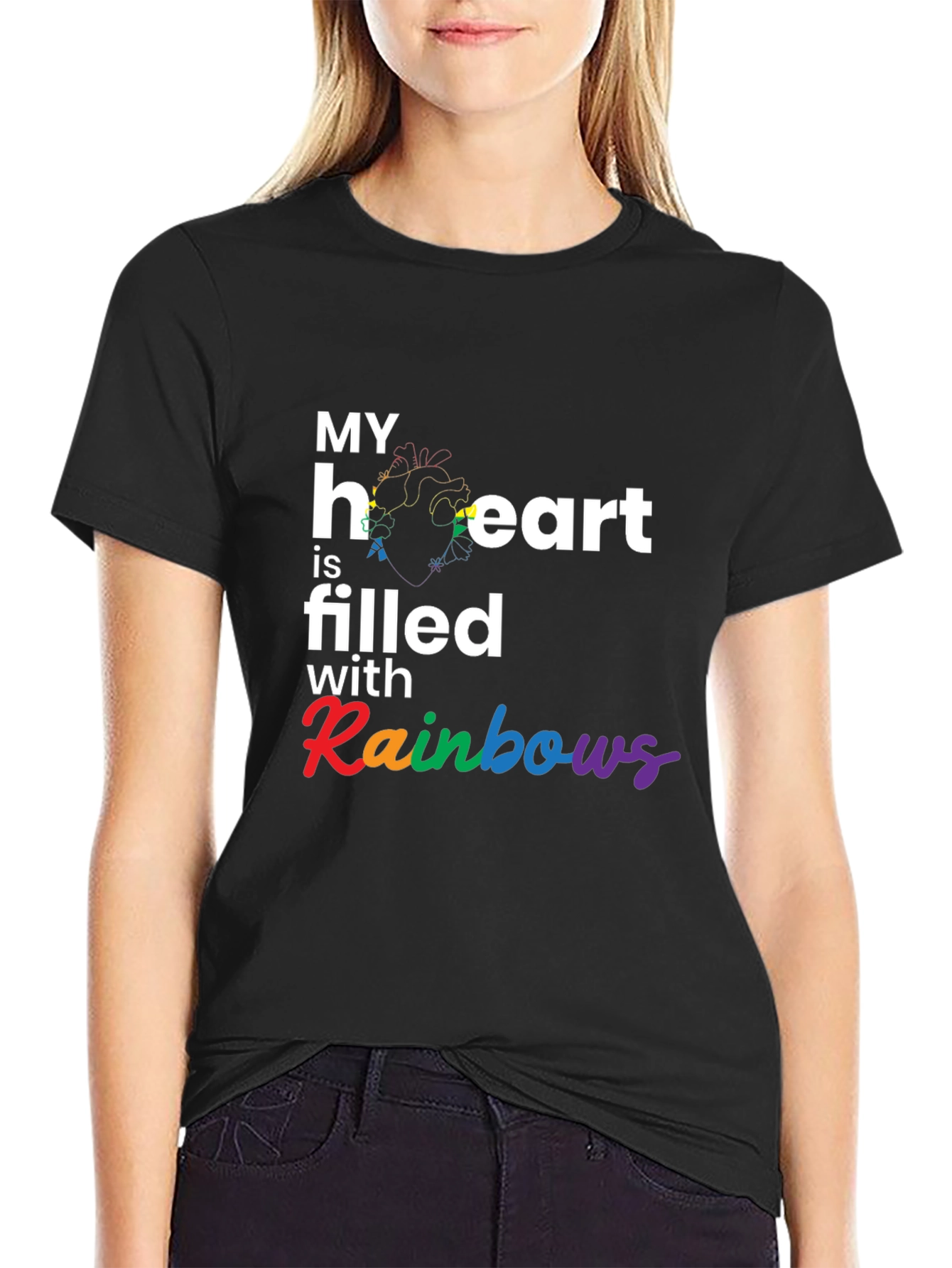 Rainbow Heart Filled T-Shirt