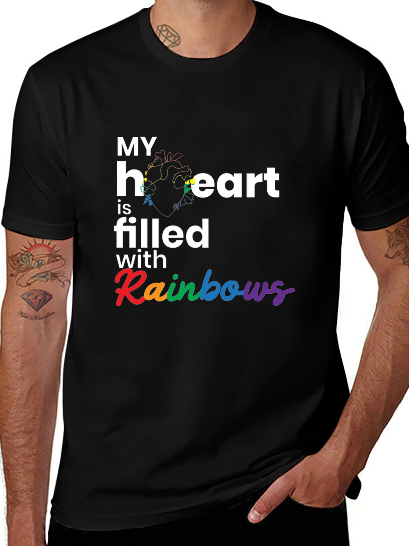 Rainbow Heart Filled T-Shirt
