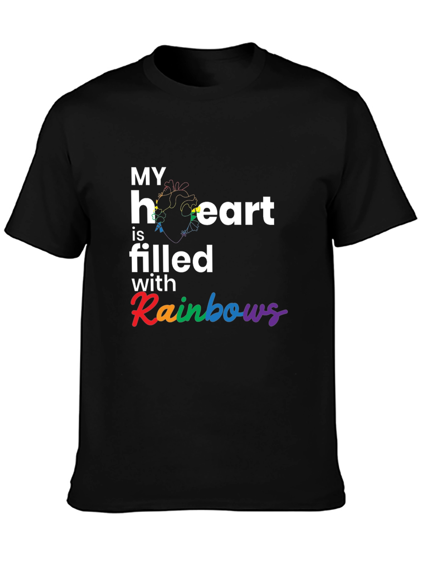 Rainbow Heart Filled T-Shirt