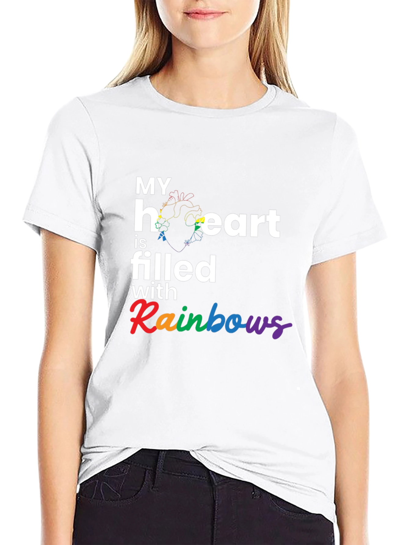 Rainbow Heart Filled T-Shirt