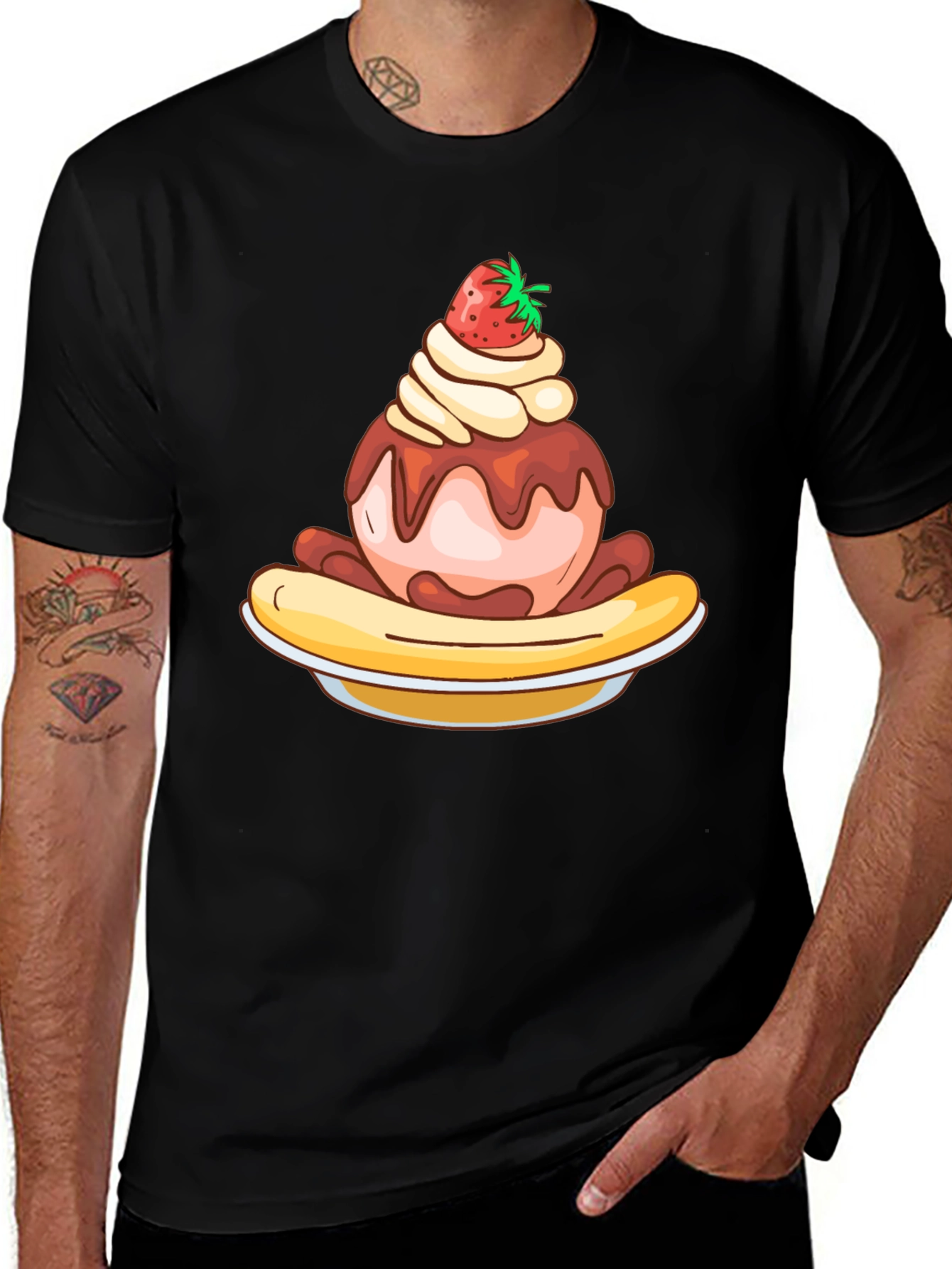 Banana Split Graphic Tee - Unique Dessert Design