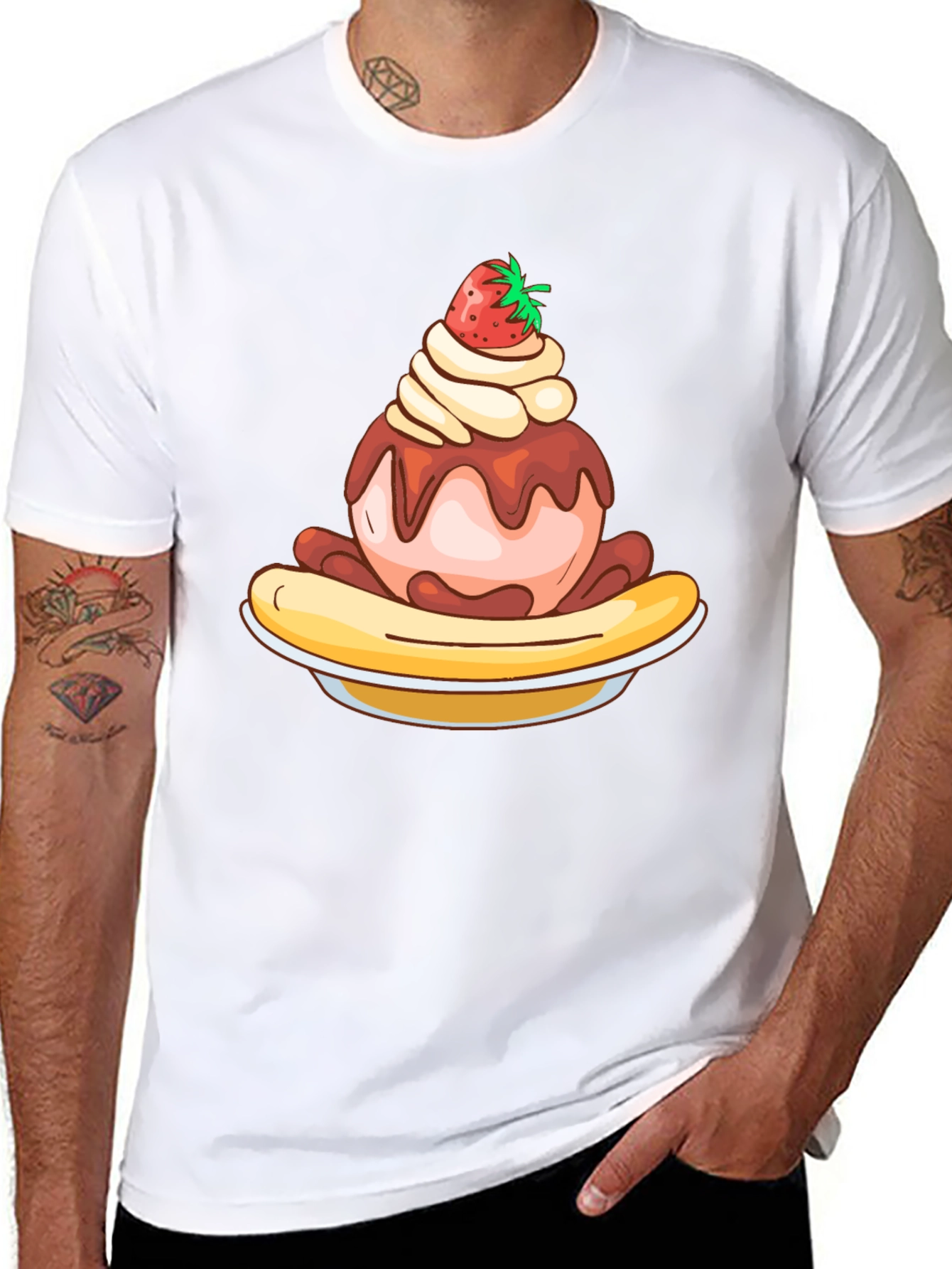 Banana Split Graphic Tee - Unique Dessert Design