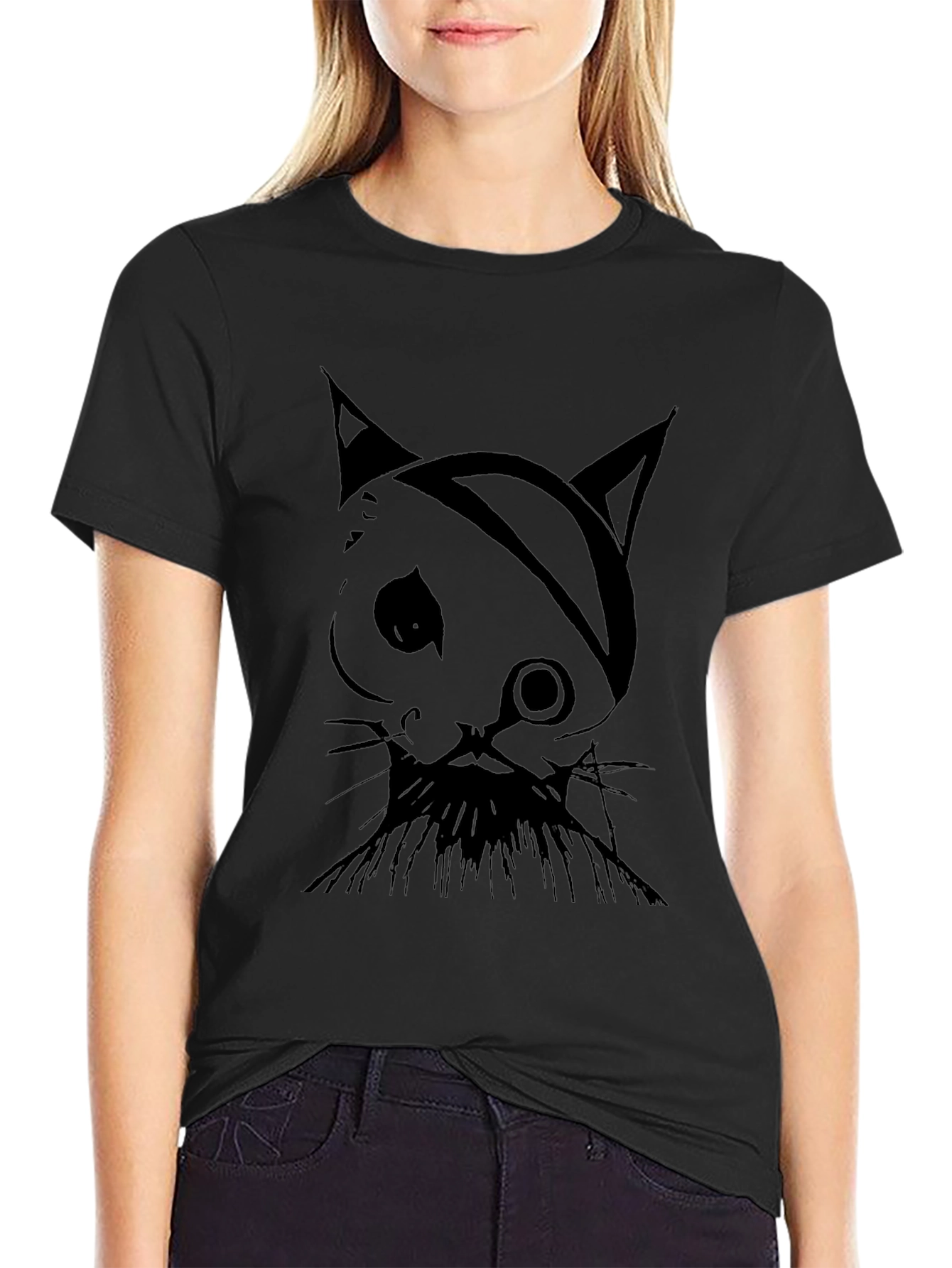 Pirate Cat Graphic Tee - Mens Black T-Shirt