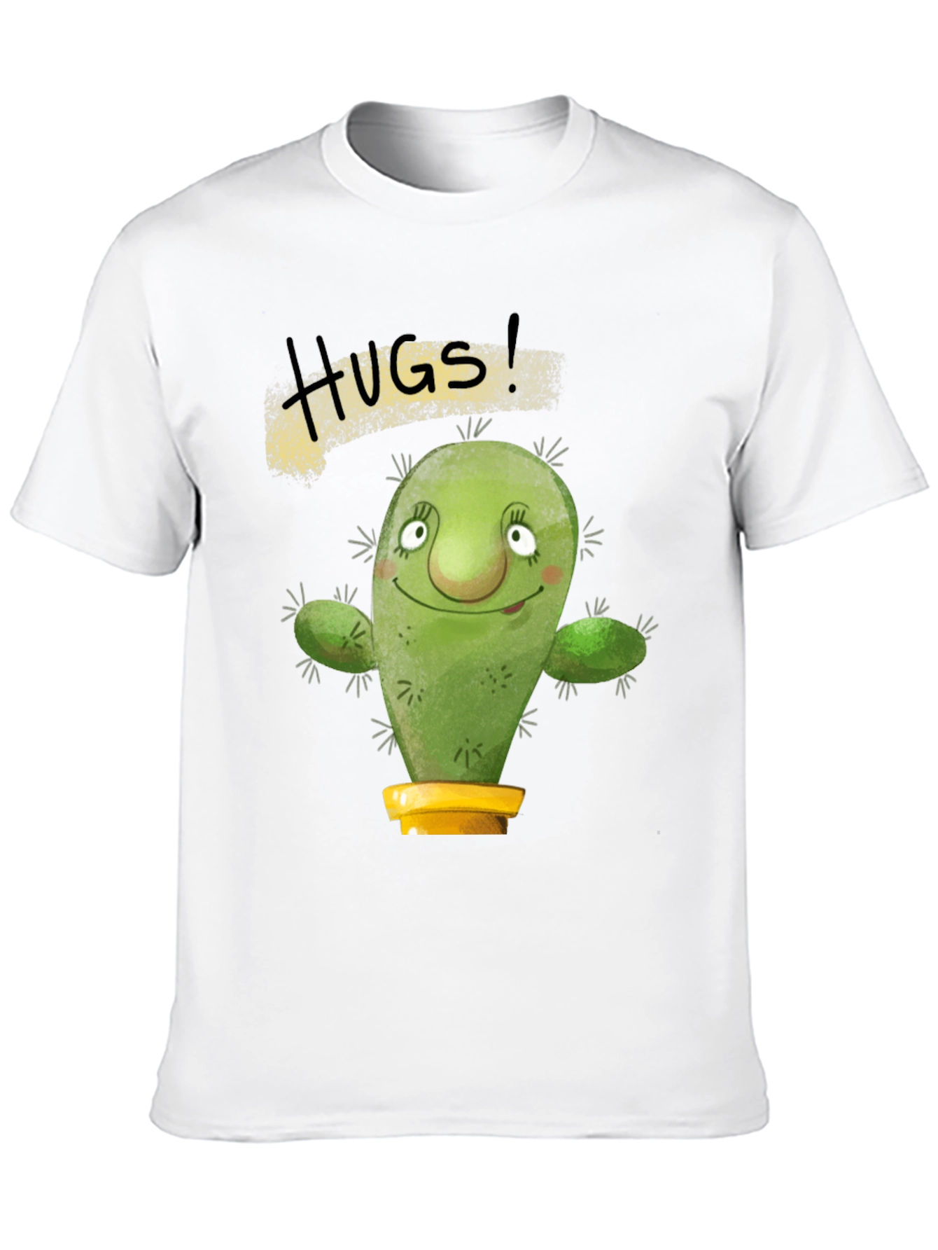 Hugs Cactus Black T-Shirt Novelty Graphic Tee