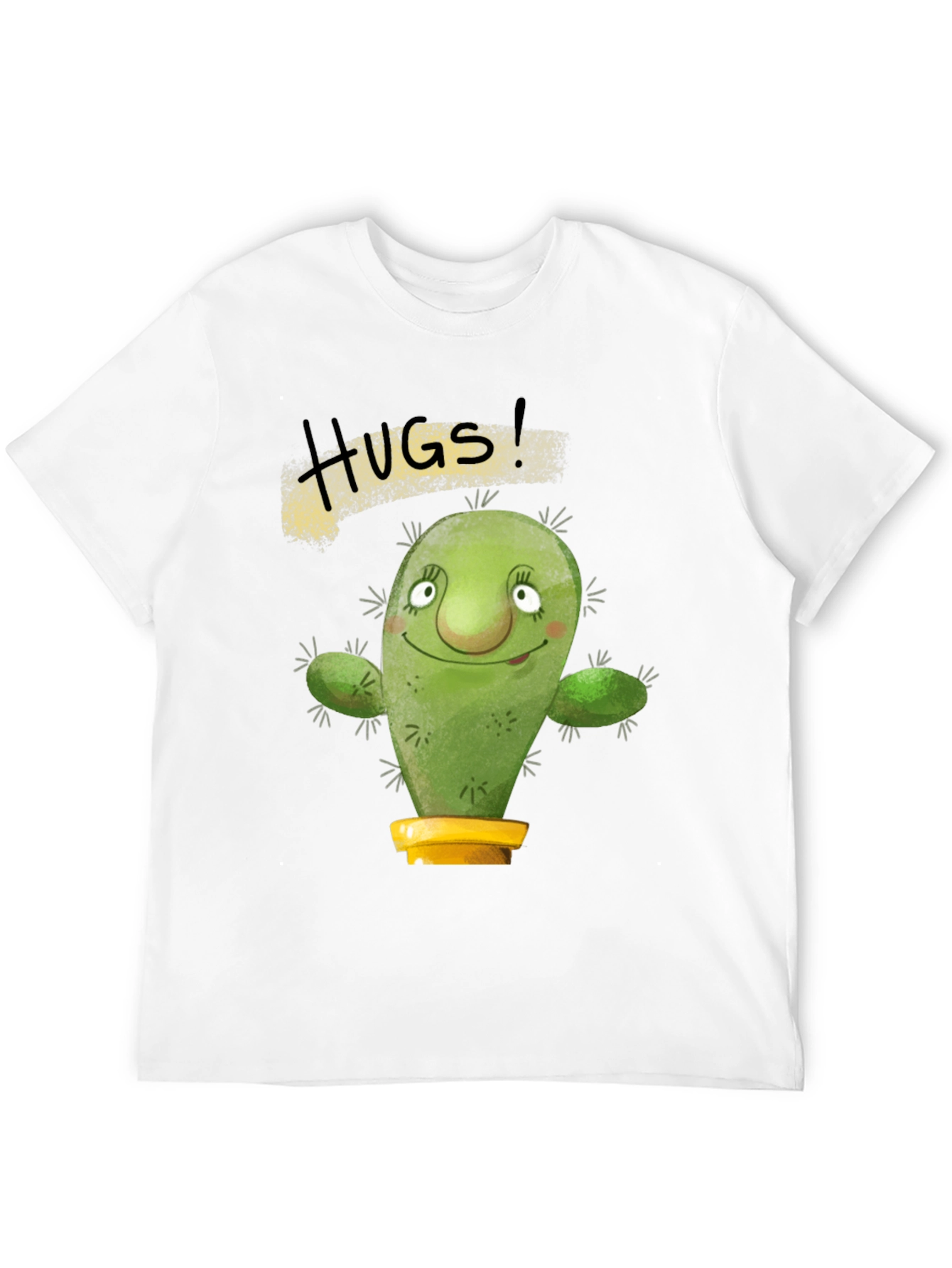 Hugs Cactus Black T-Shirt Novelty Graphic Tee
