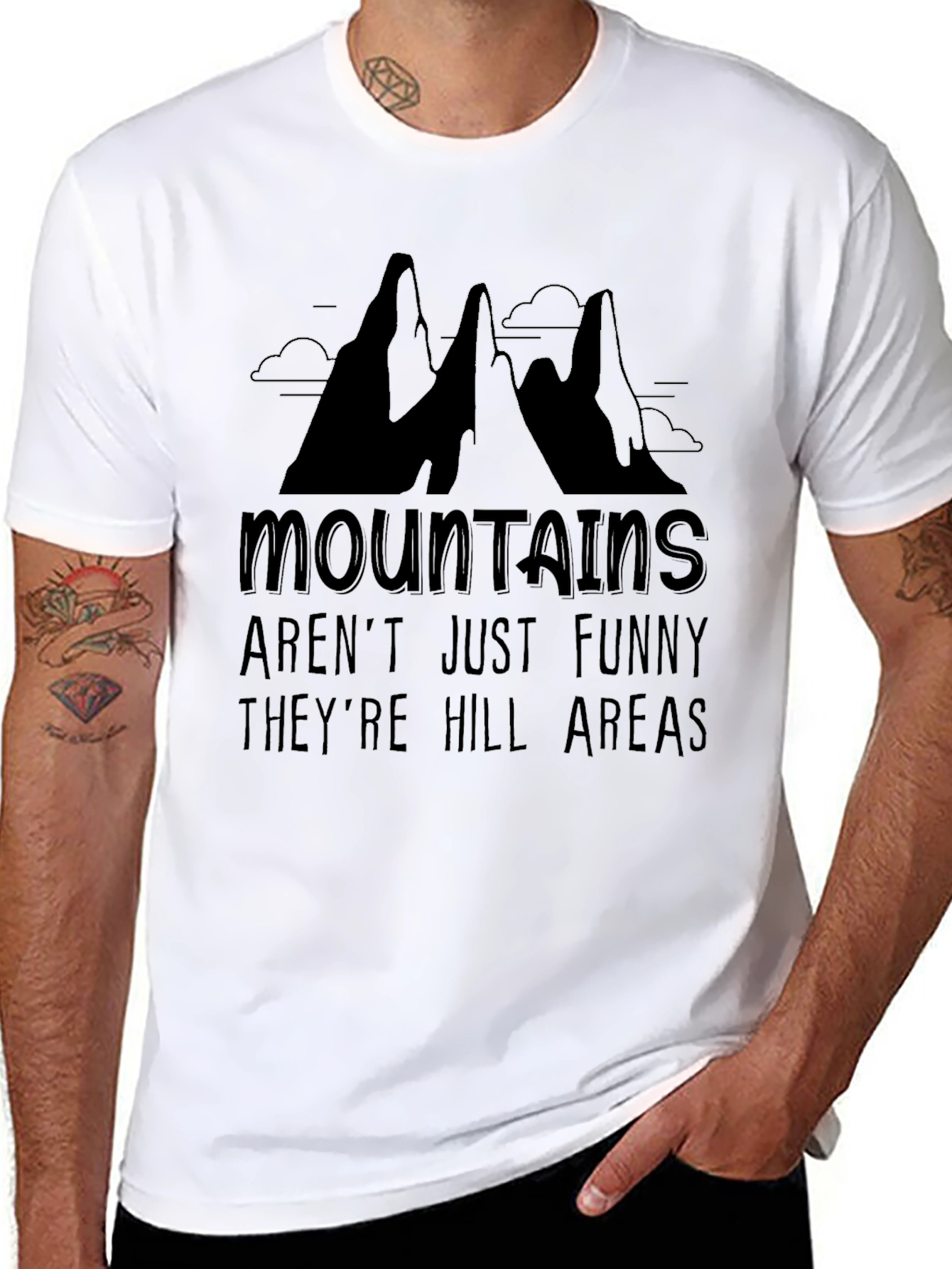 Mountains Funny Hill Areas Mens Black T-Shirt
