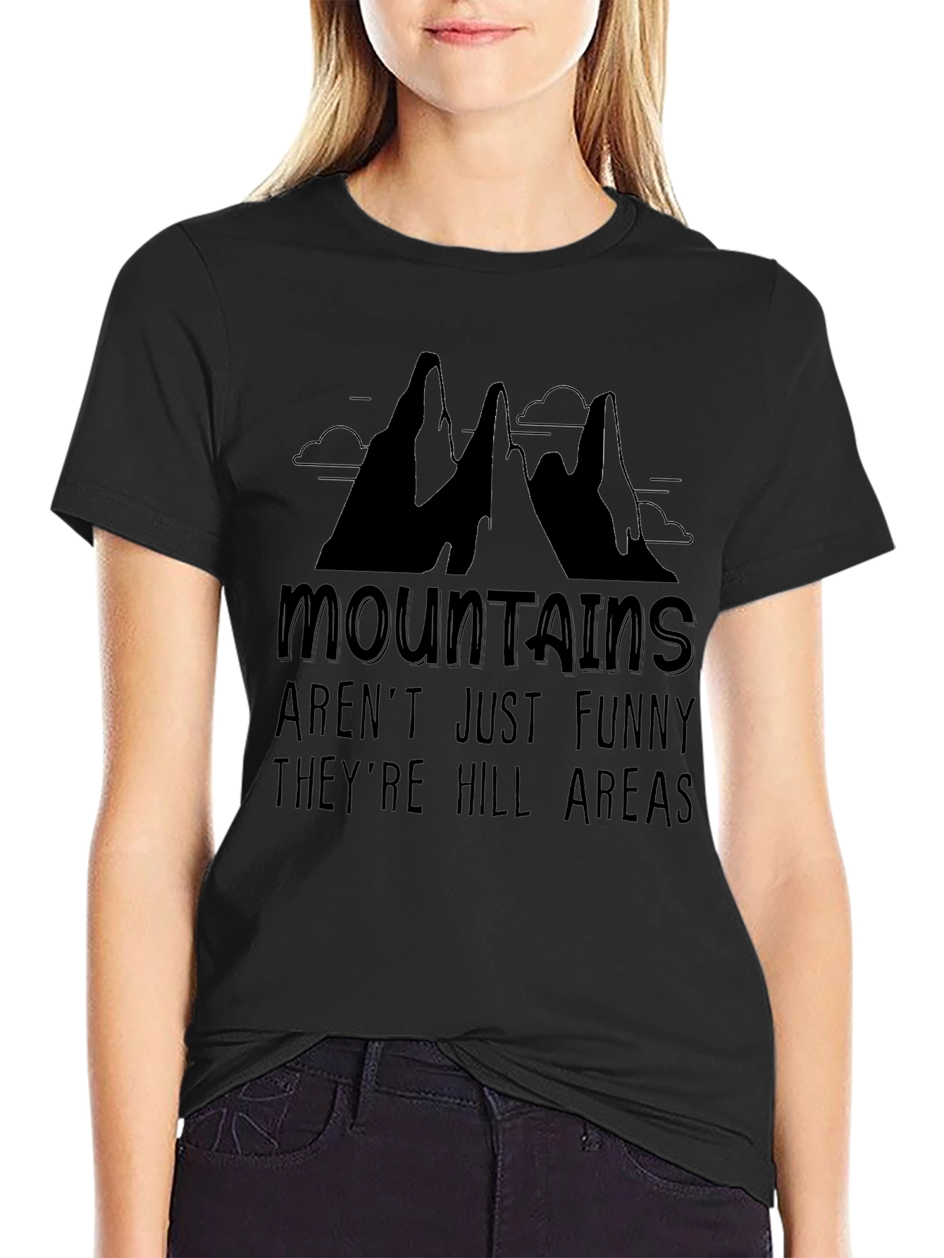 Mountains Funny Hill Areas Mens Black T-Shirt