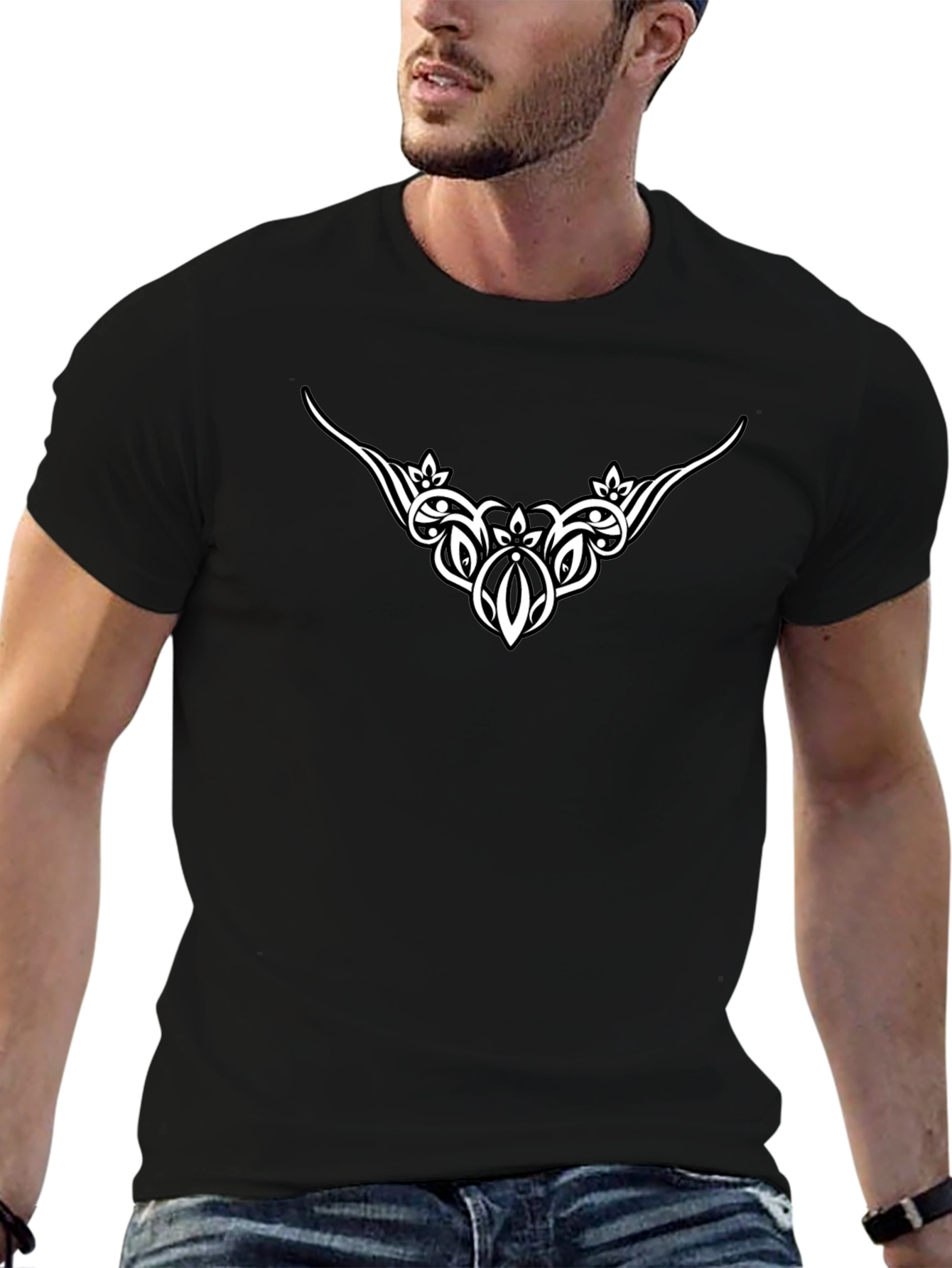 Tribal Graphic Tee - Black Cotton Blend