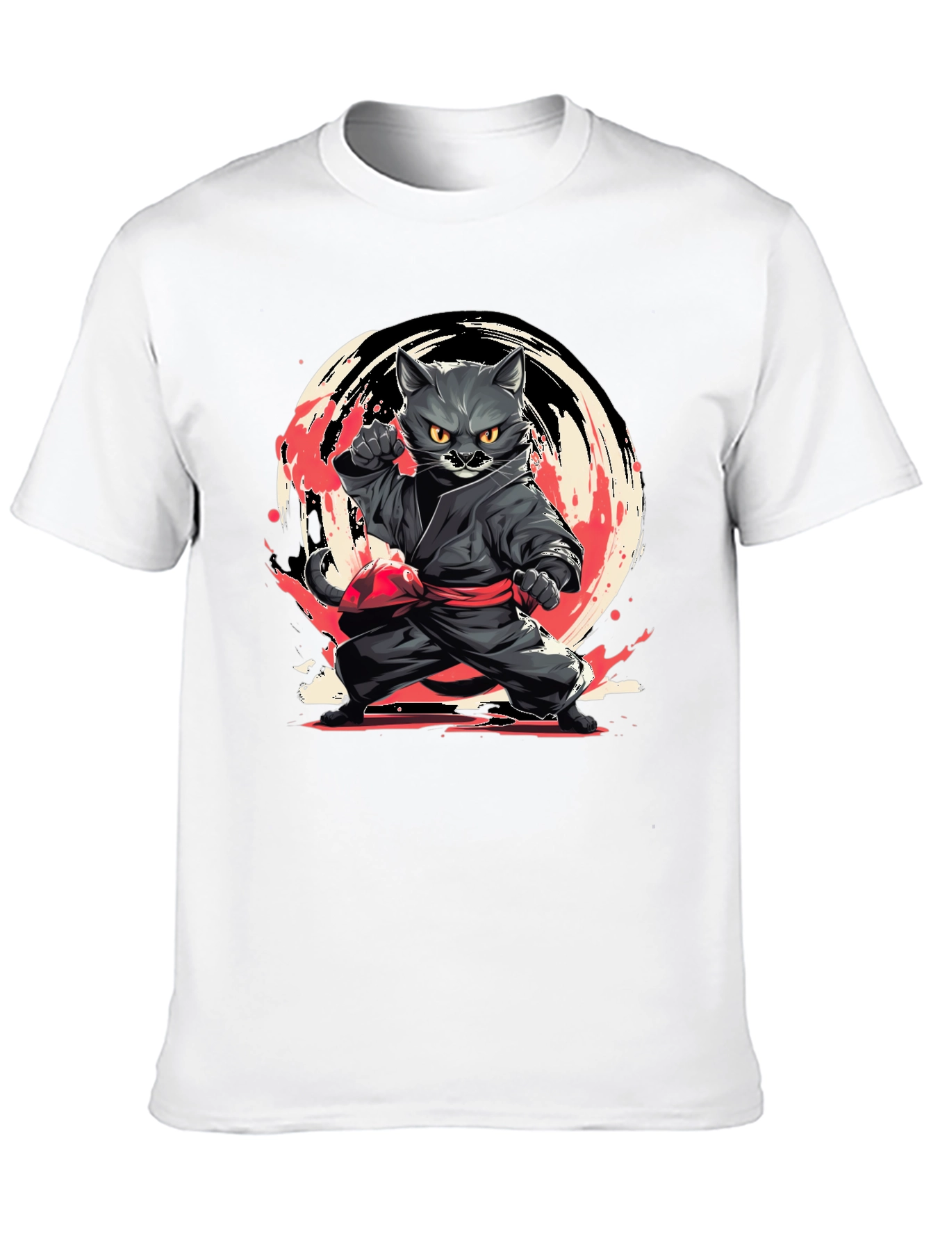 Ninja Cat T-Shirt - Black Cotton Tee